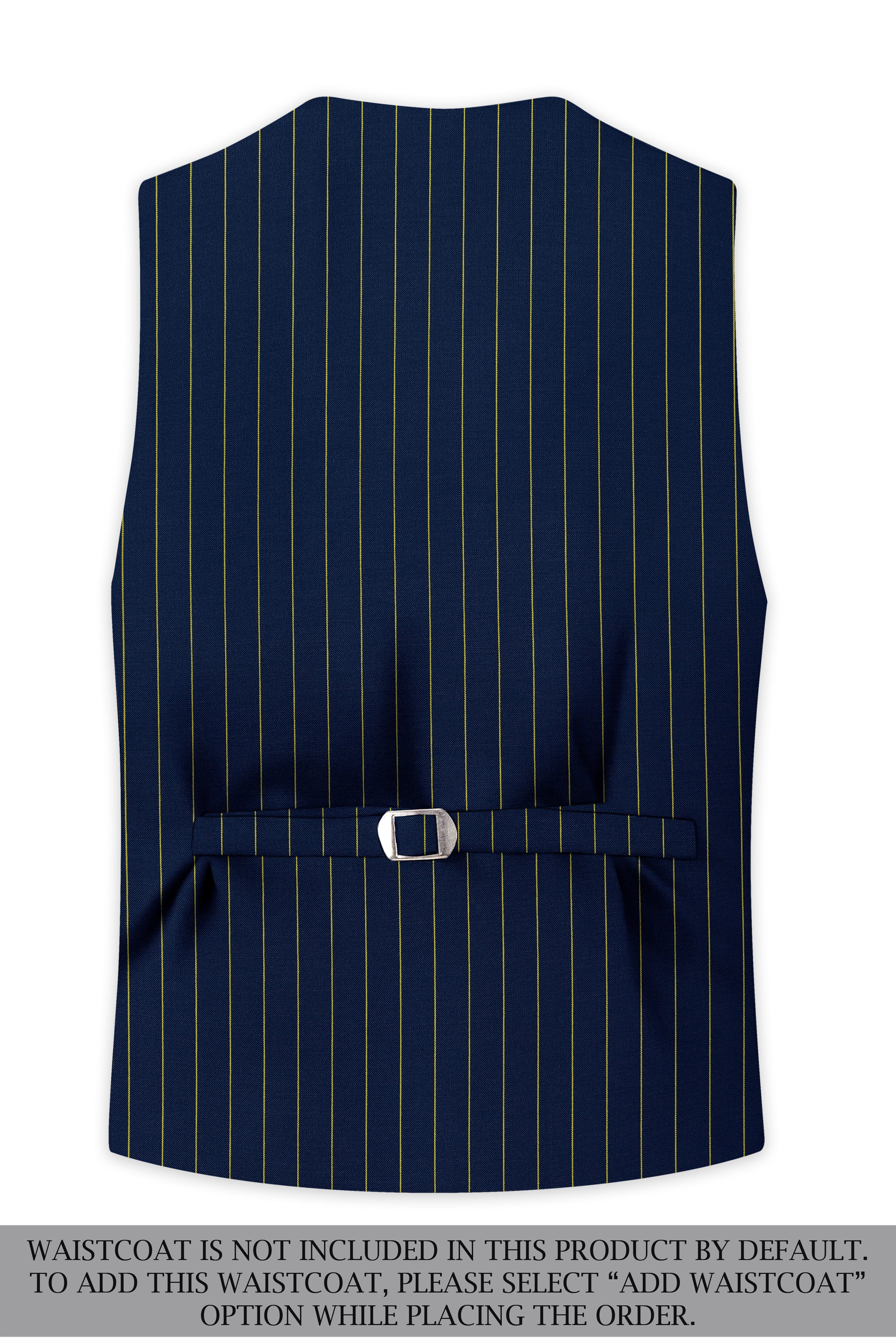 Aurum-Midnight Blue And Harvest Yellow Chalk Striped Wool Rich Slight Stretch Double Breasted Suit