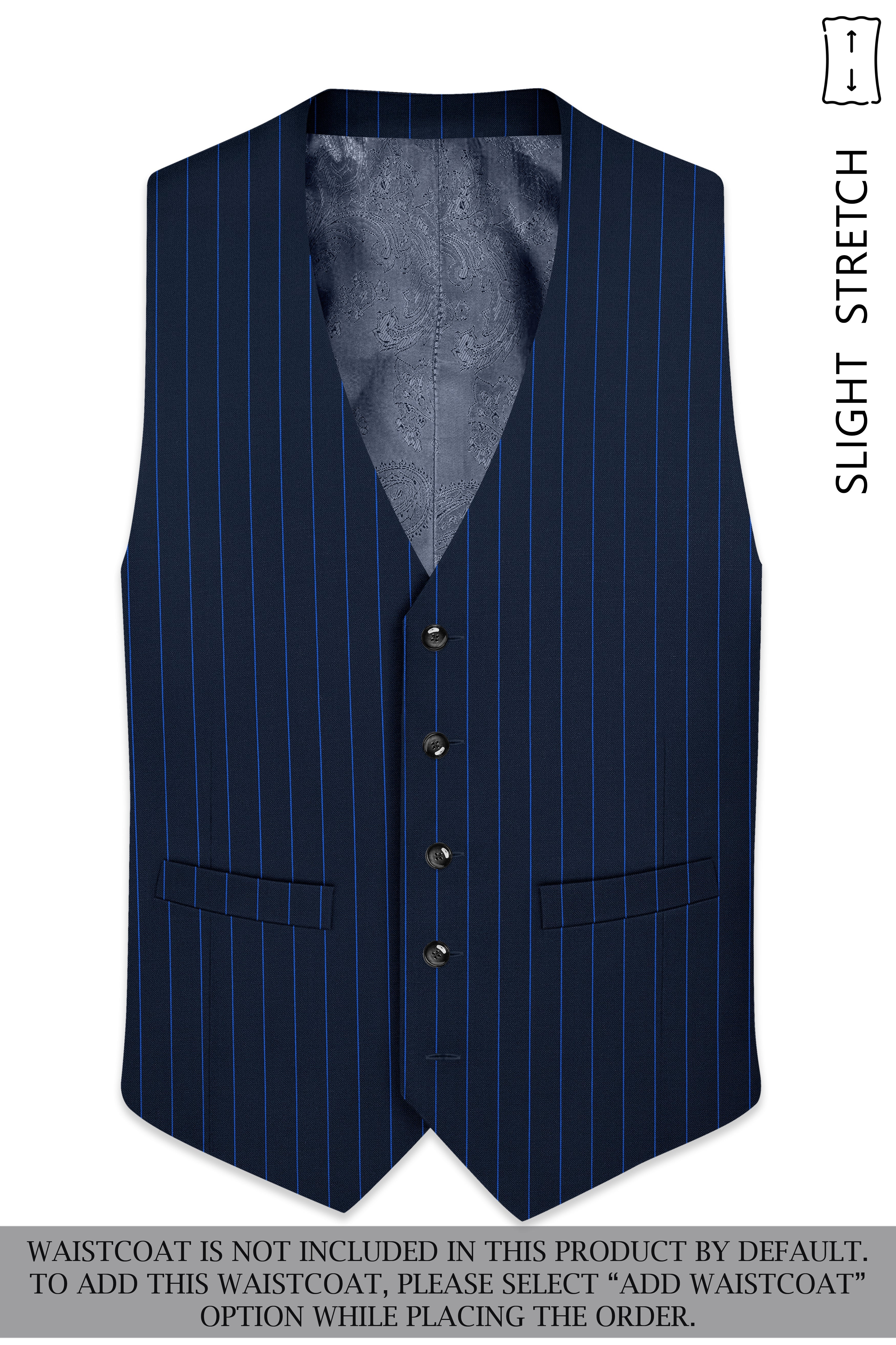 Strivon-Tealish Blue Chalk Striped Wool Rich Slight Stretch Double Breasted Suit
