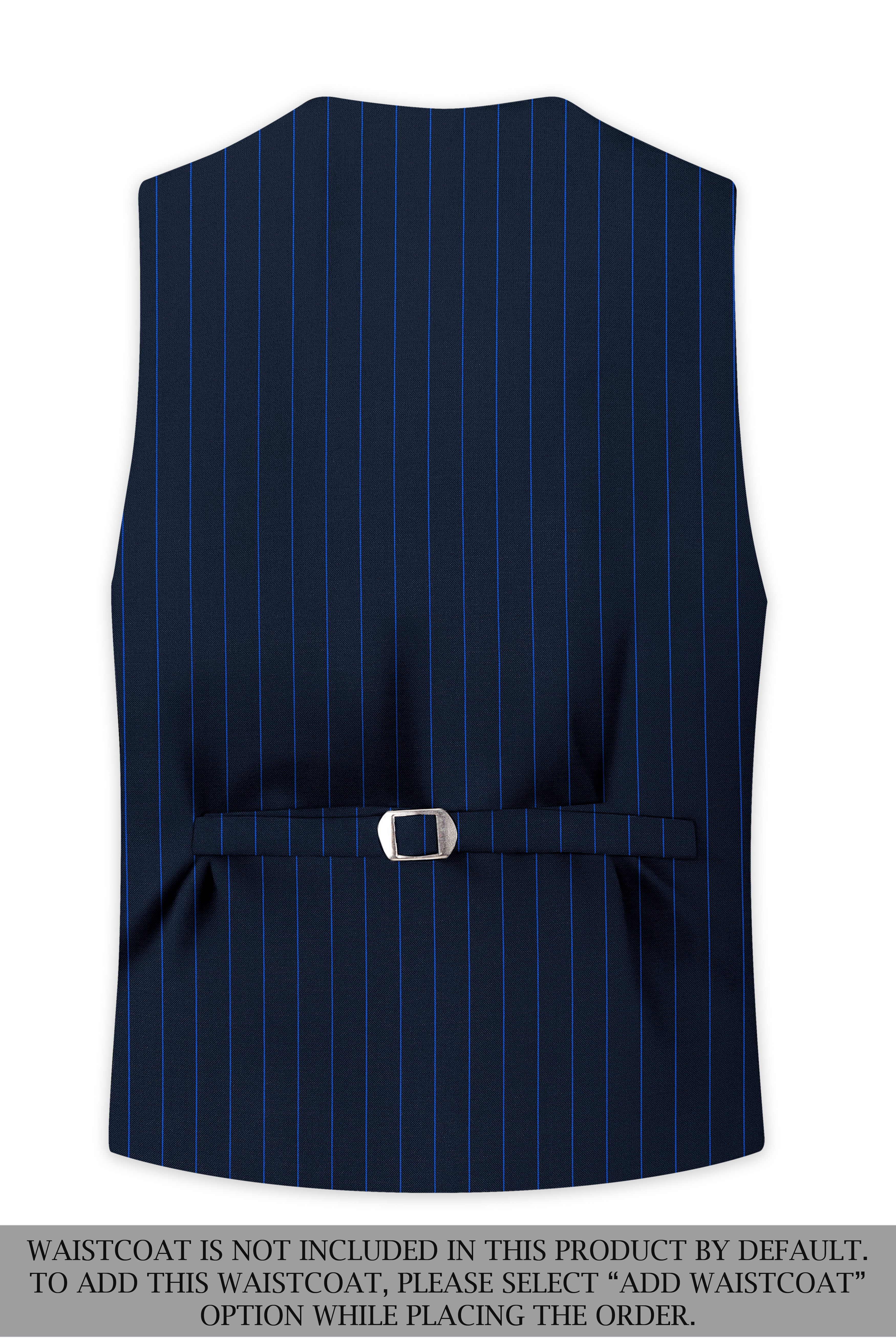 Strivon-Tealish Blue Chalk Striped Wool Rich Slight Stretch Double Breasted Suit