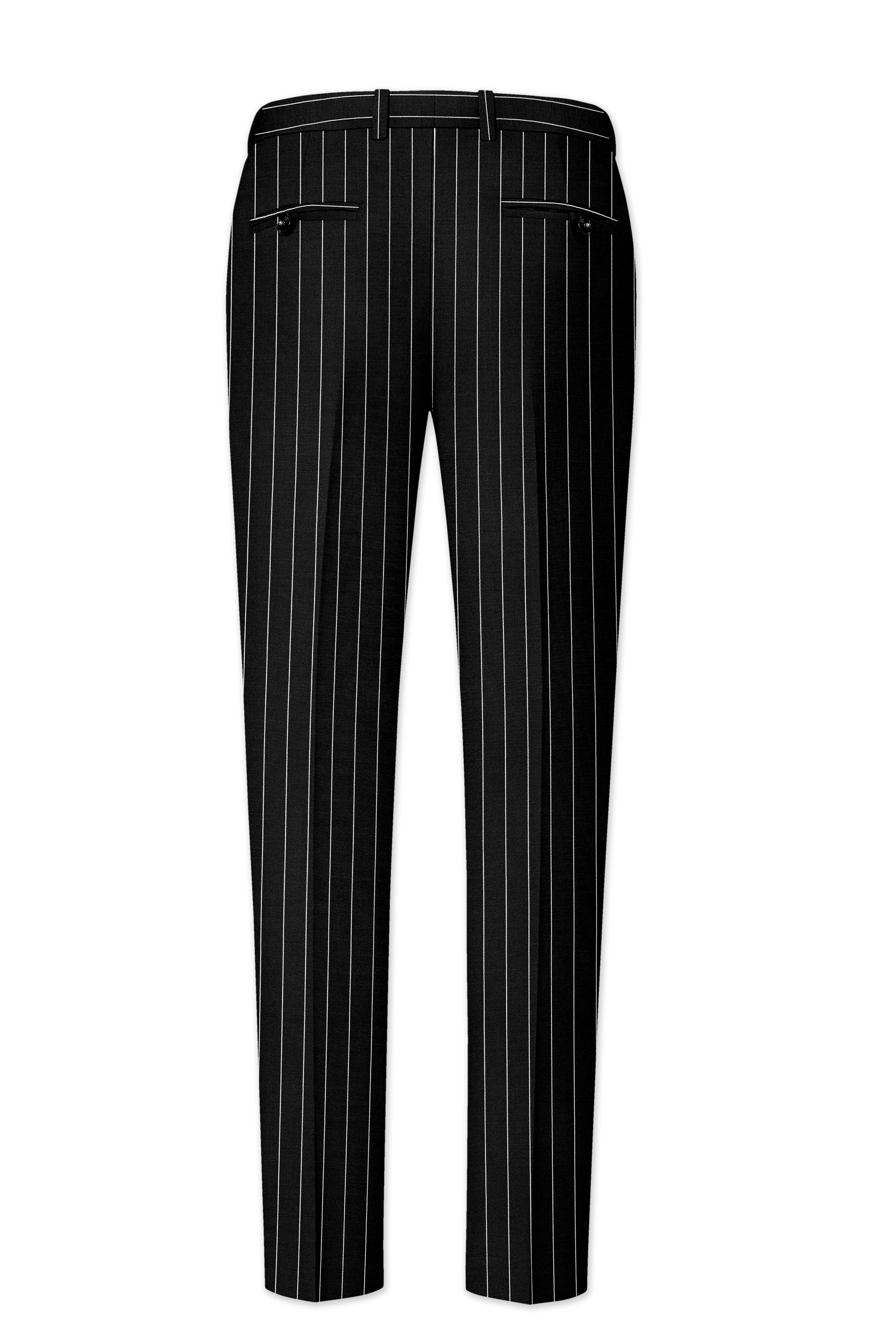 Noirline-Jade Black And Bright White Awning Striped Wool Rich Slight Stretch Double Breasted Suit