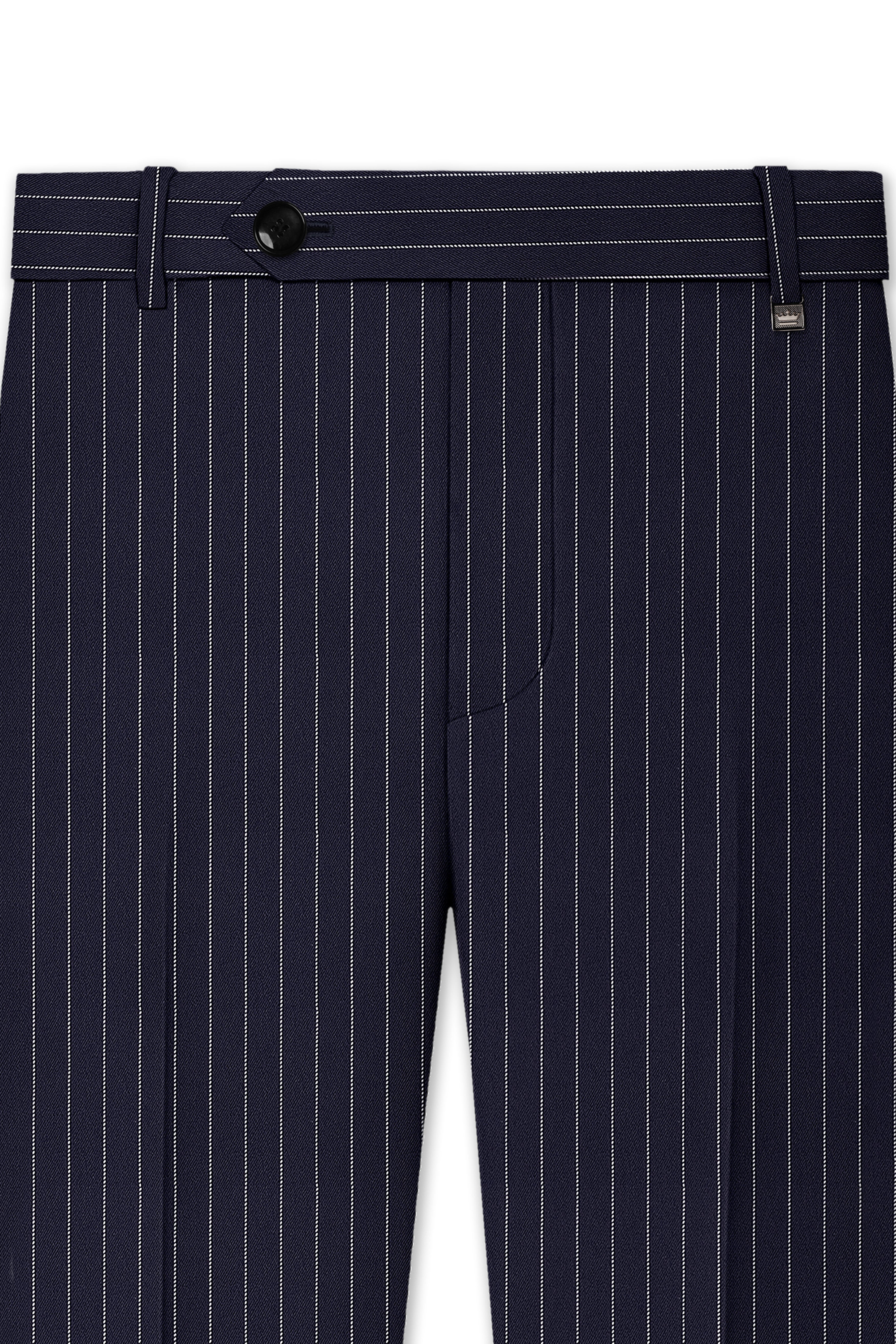 Aurelius-Cinder Blue Bright White Chalk Striped Wool Rich Slight Stretch Double Breasted Suit