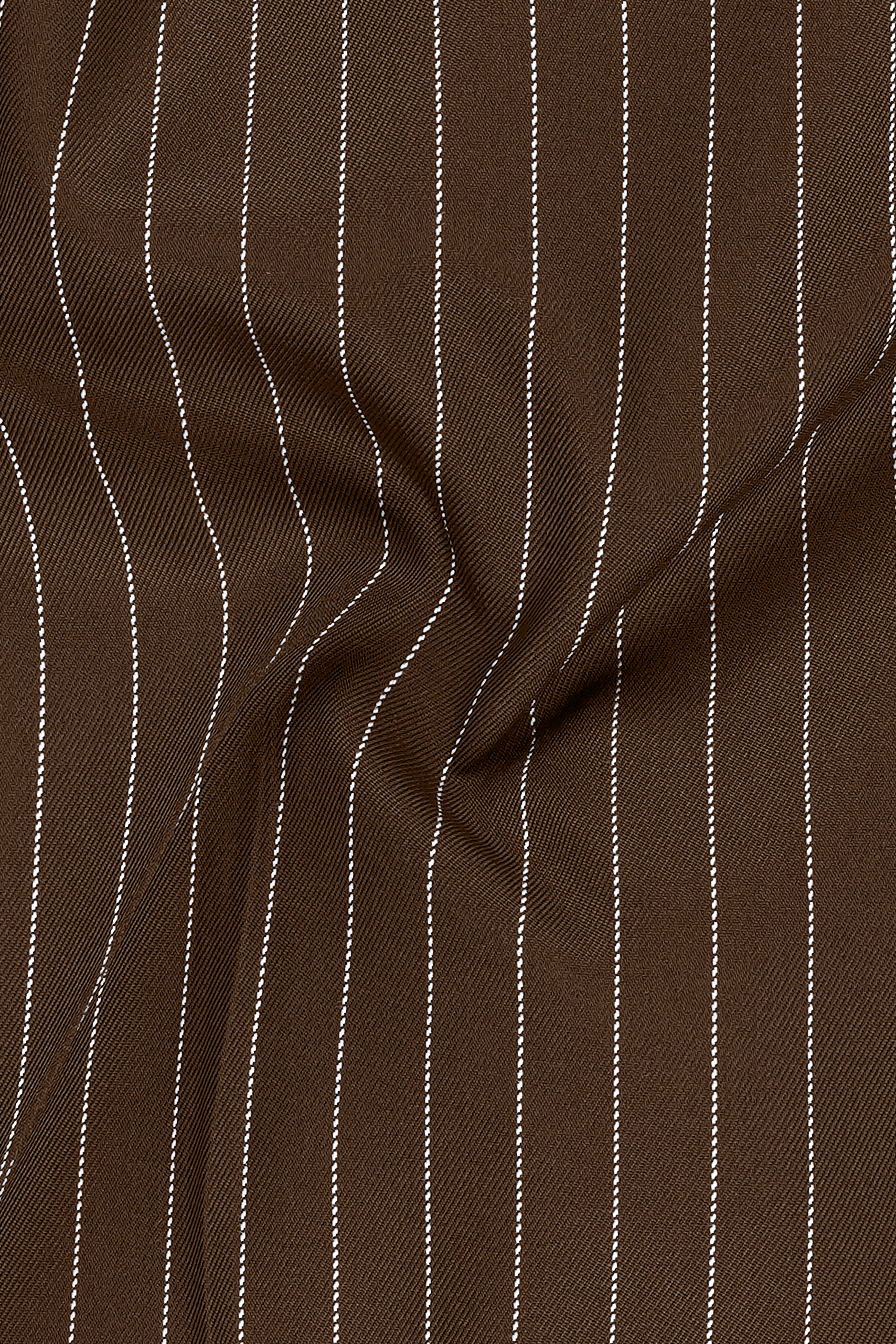Bristol-Iroko Brown And Bright White Chalk Striped Wool Rich Slight Stretch Double Breasted Suit