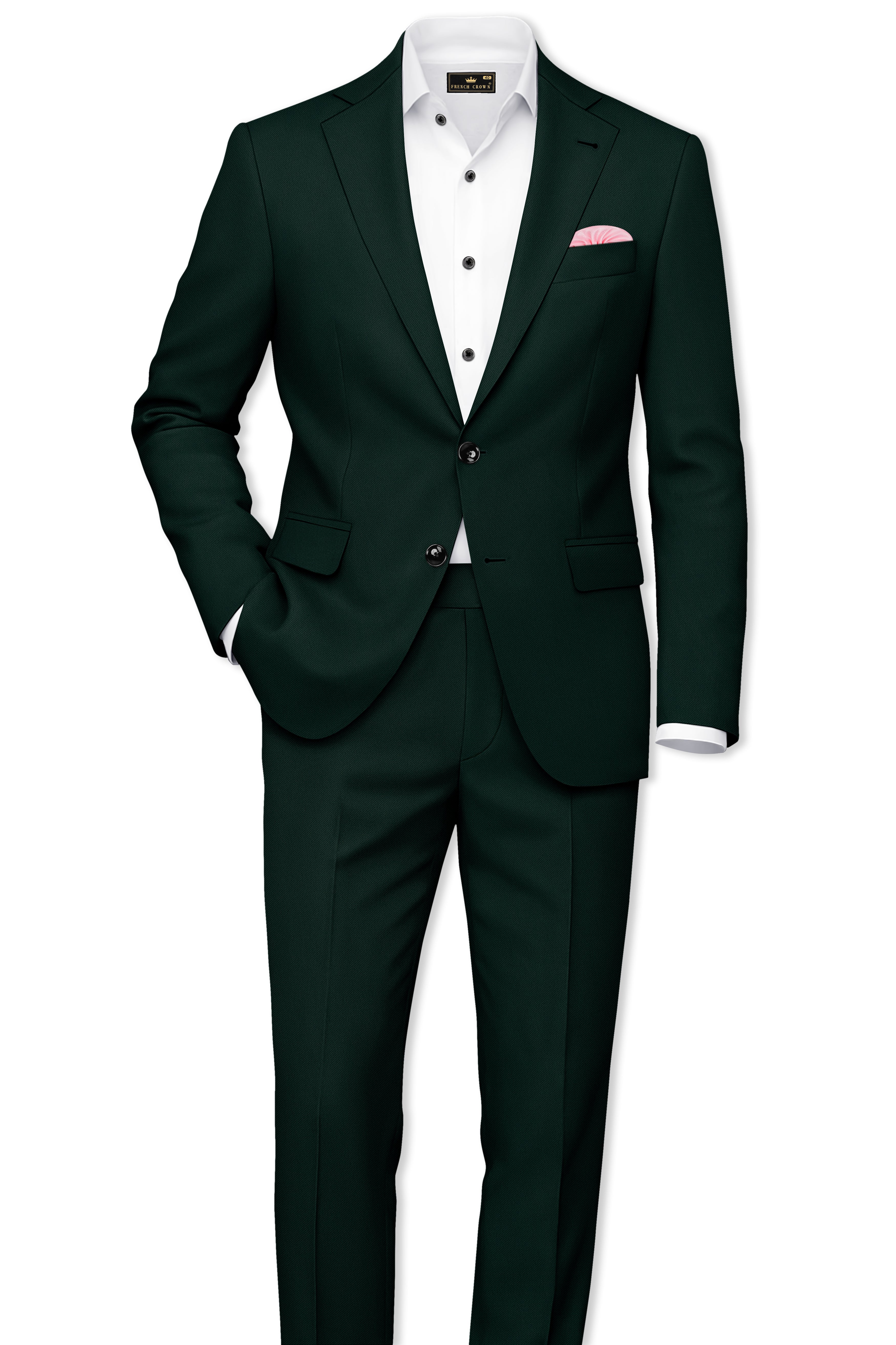 Verde-Aztec Green 4-Way Stretch Wrinkle-Free Fluid Drape Fabric Single Breasted Suit