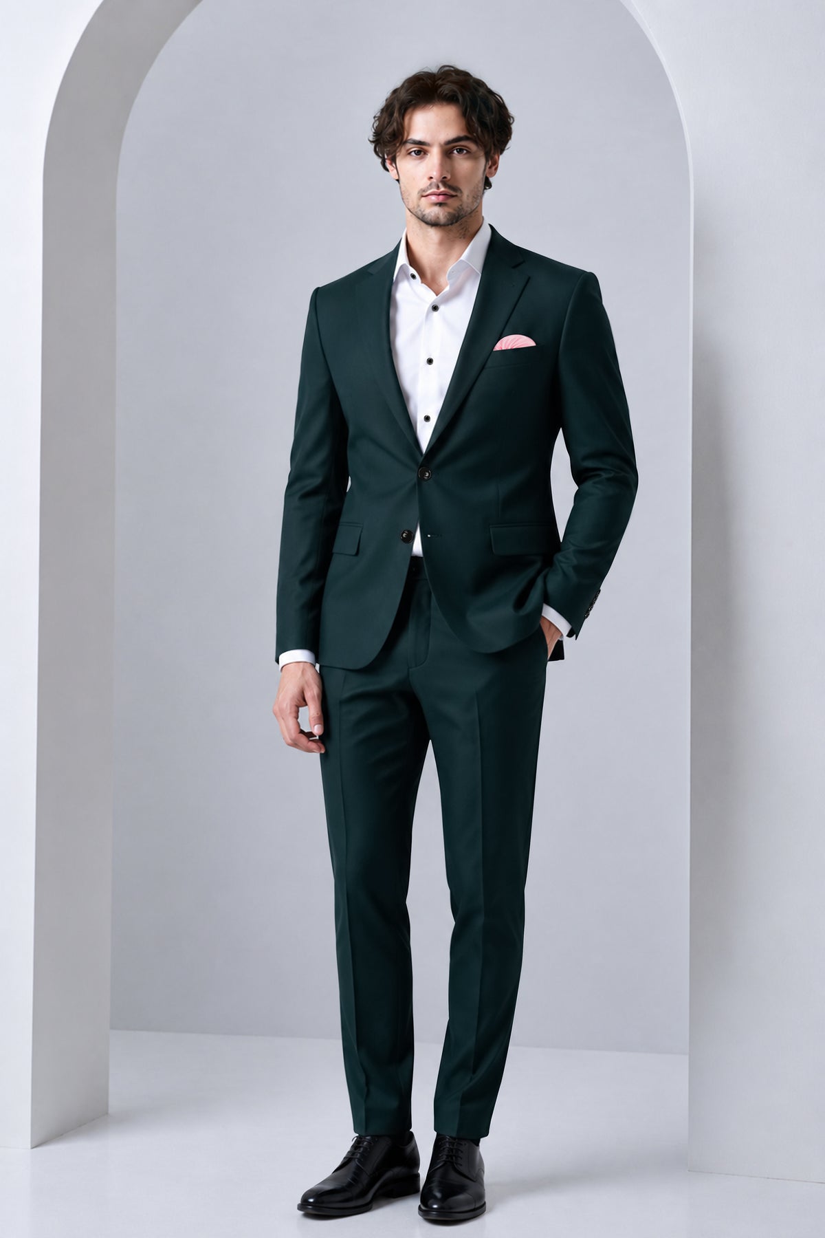 Canopy-Daintree Green 4-Way Stretch Wrinkle-Free Fluid Drape Fabric Single Breasted Suit