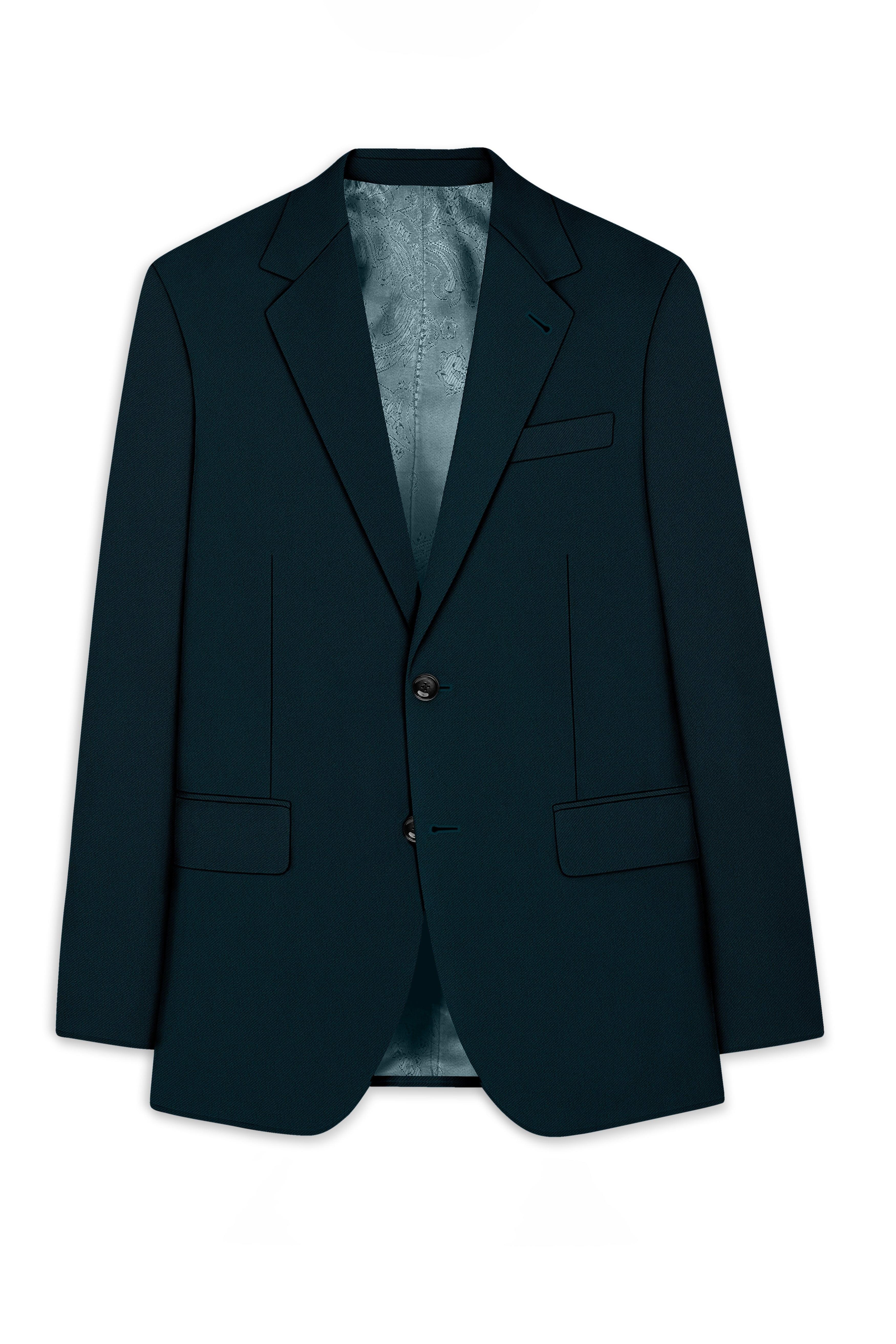 Canopy-Daintree Green 4-Way Stretch Wrinkle-Free Fluid Drape Fabric Single Breasted Suit