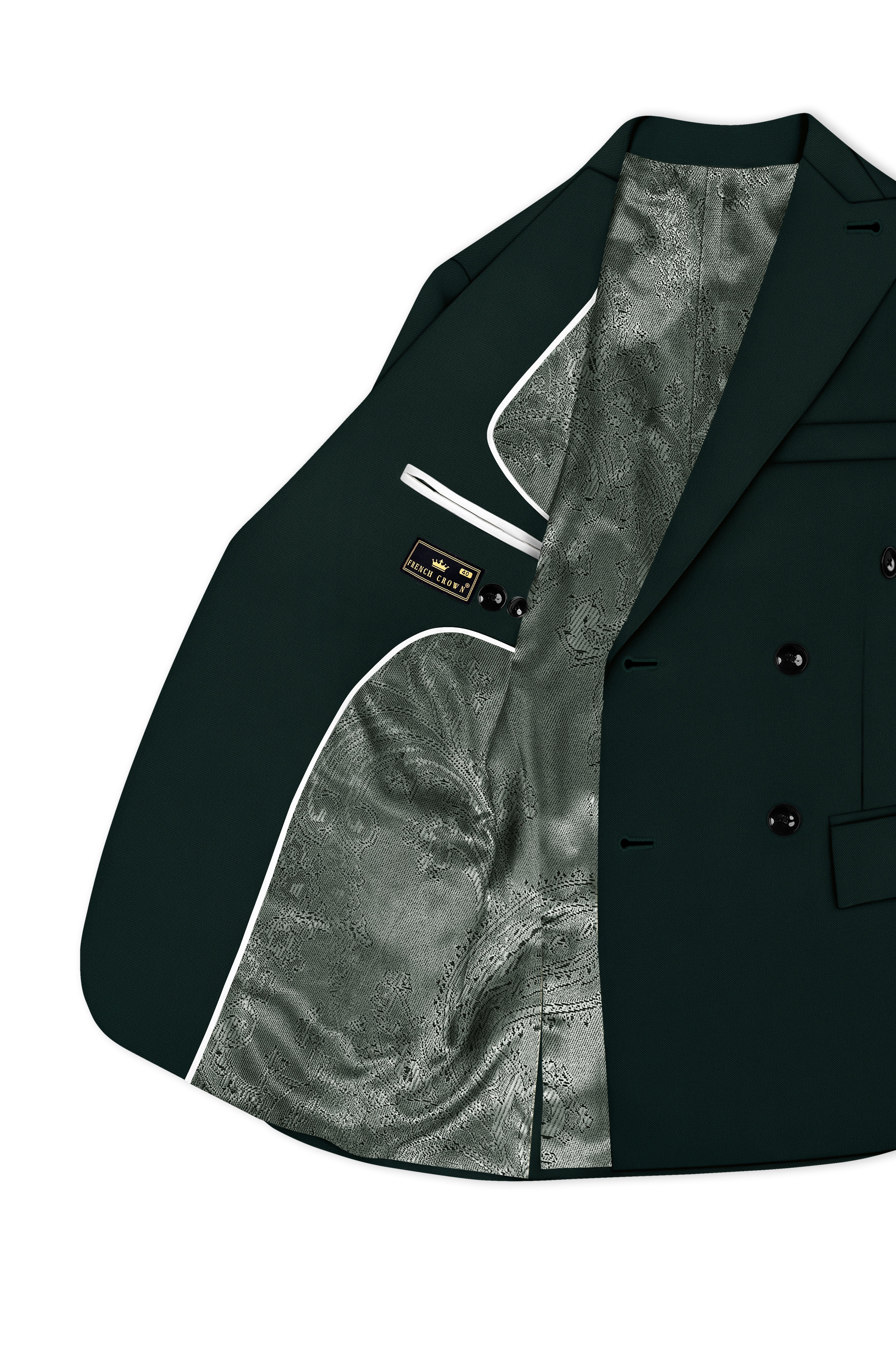 Verde-Aztec Green 4-Way Stretch Wrinkle-Free Fluid Drape Fabric Double Breasted Suit
