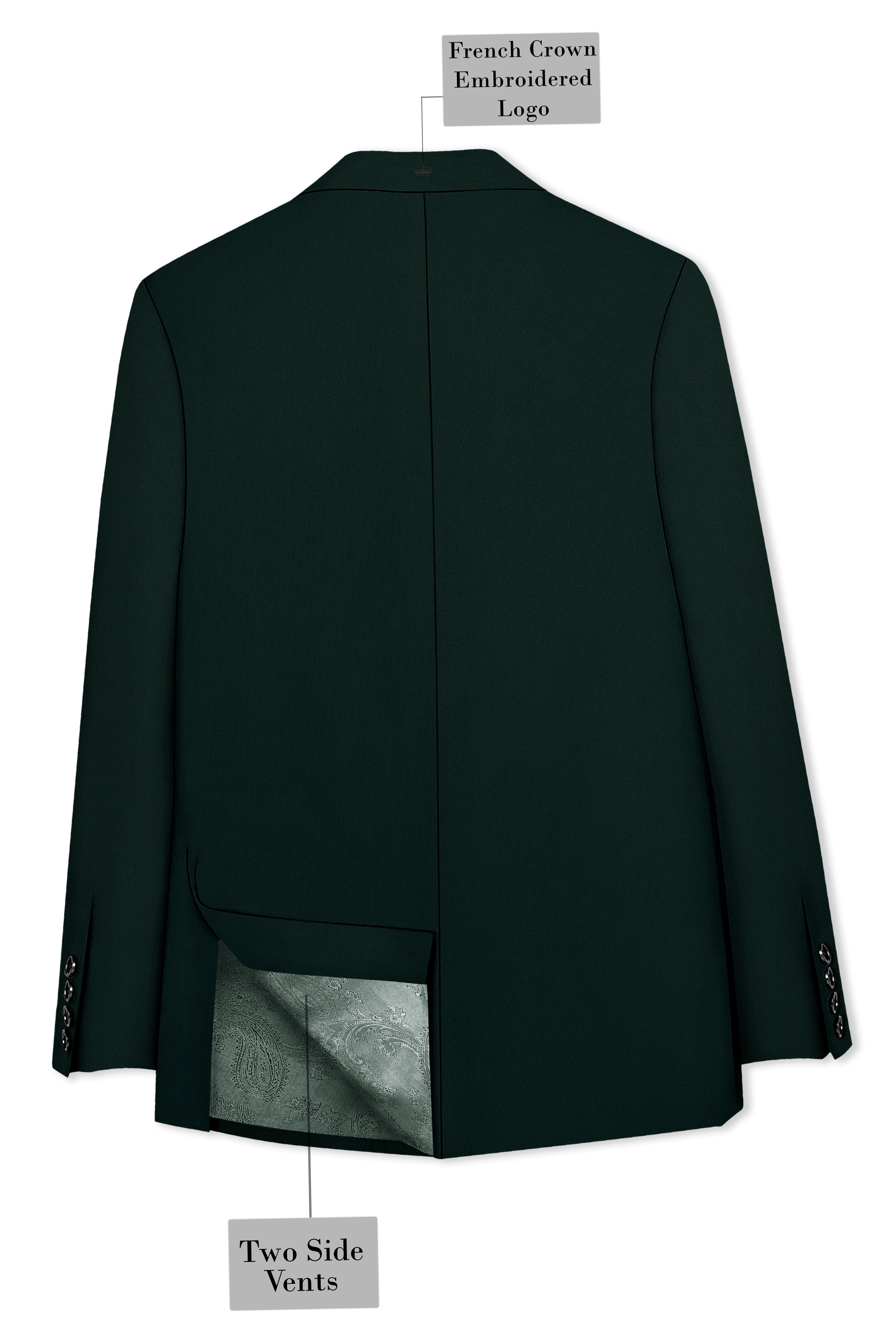 Verde-Aztec Green 4-Way Stretch Wrinkle-Free Fluid Drape Fabric Double Breasted Suit