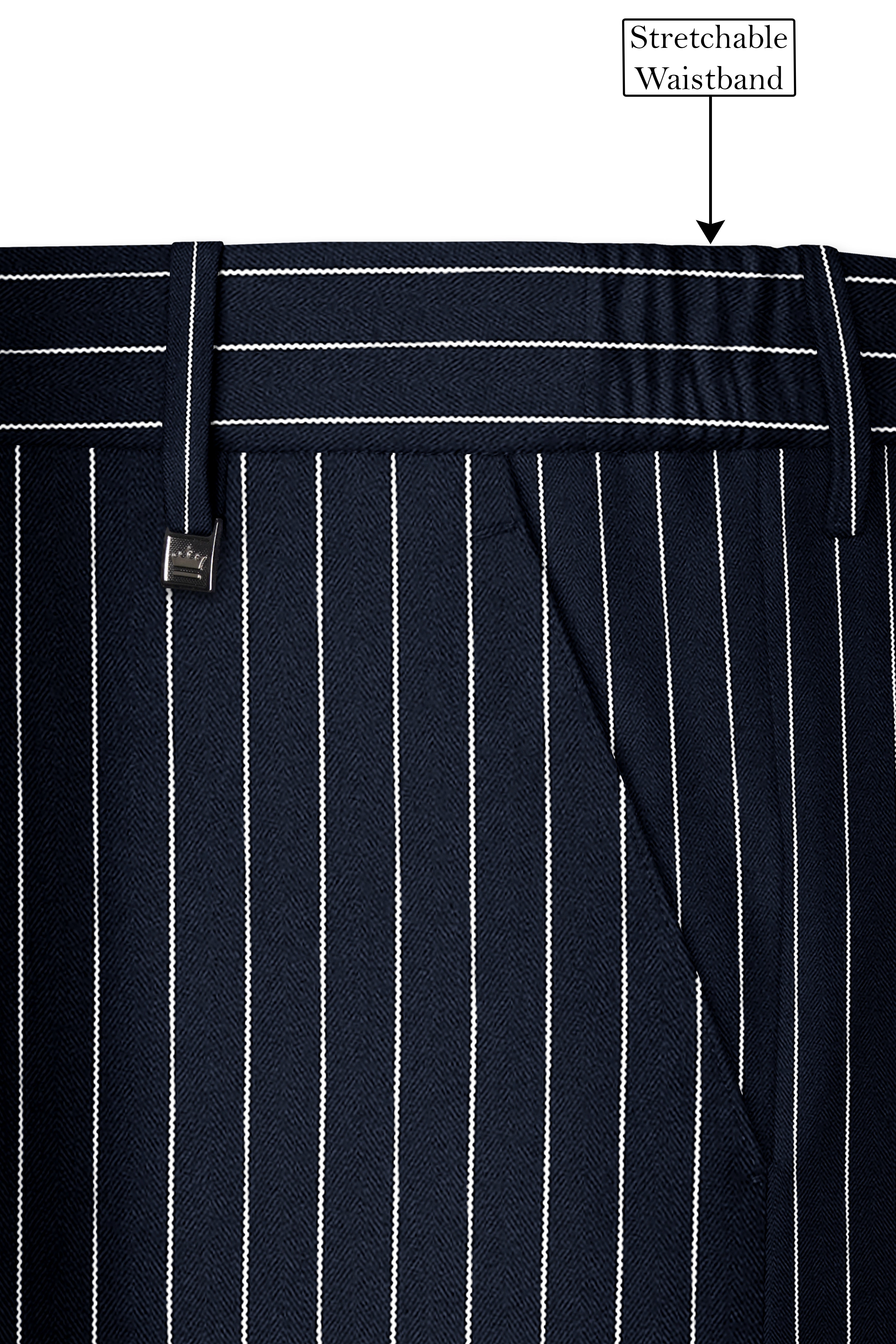 Echelon-Vulcan Blue Herringbone Striped Wool Rich Slight Stretch Single Breasted Suit