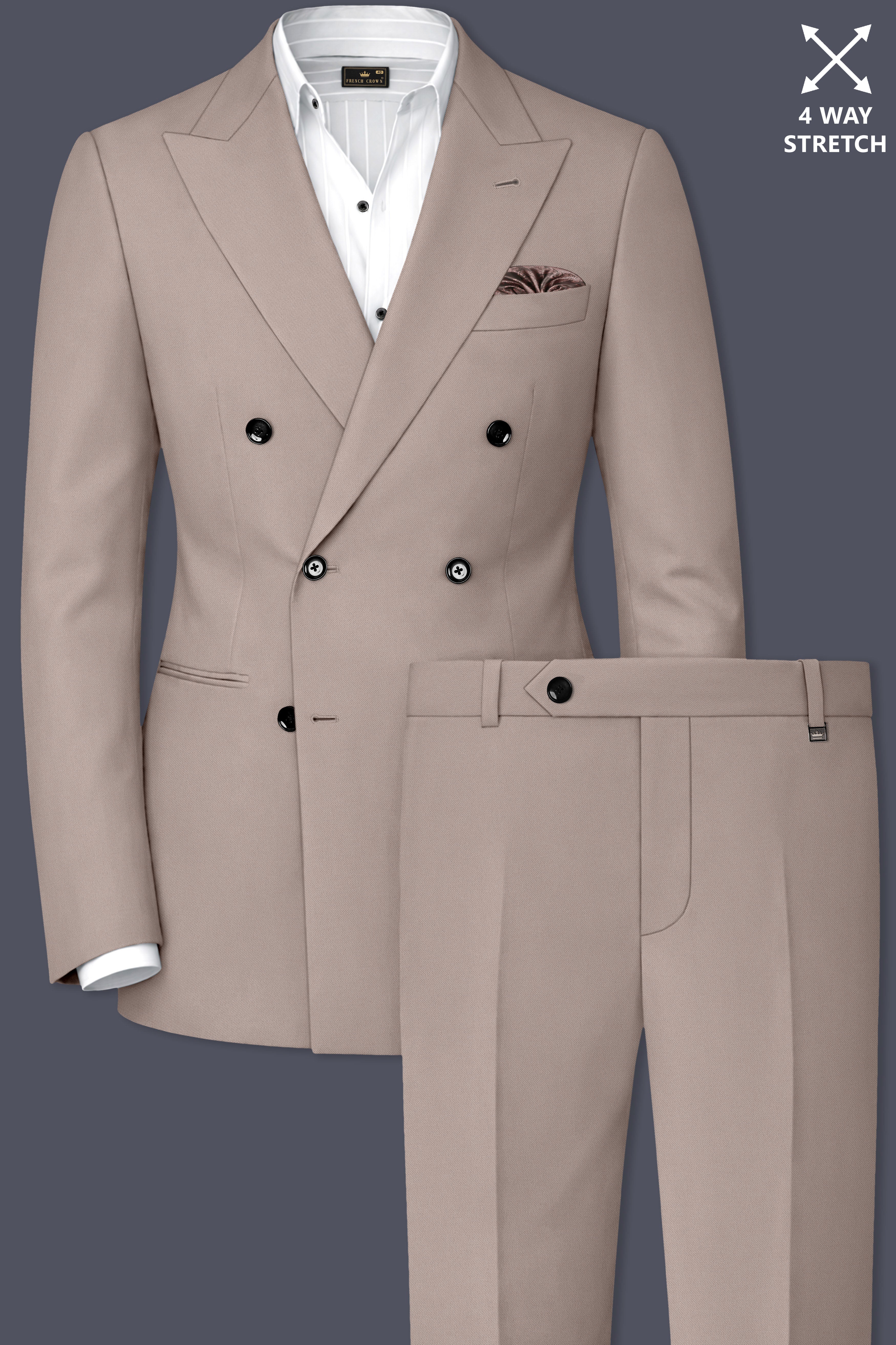 Fuchsia-Korean Spicy Pink 4-Way Stretch Wrinkle-Free Wool Rich Double Breasted Suit