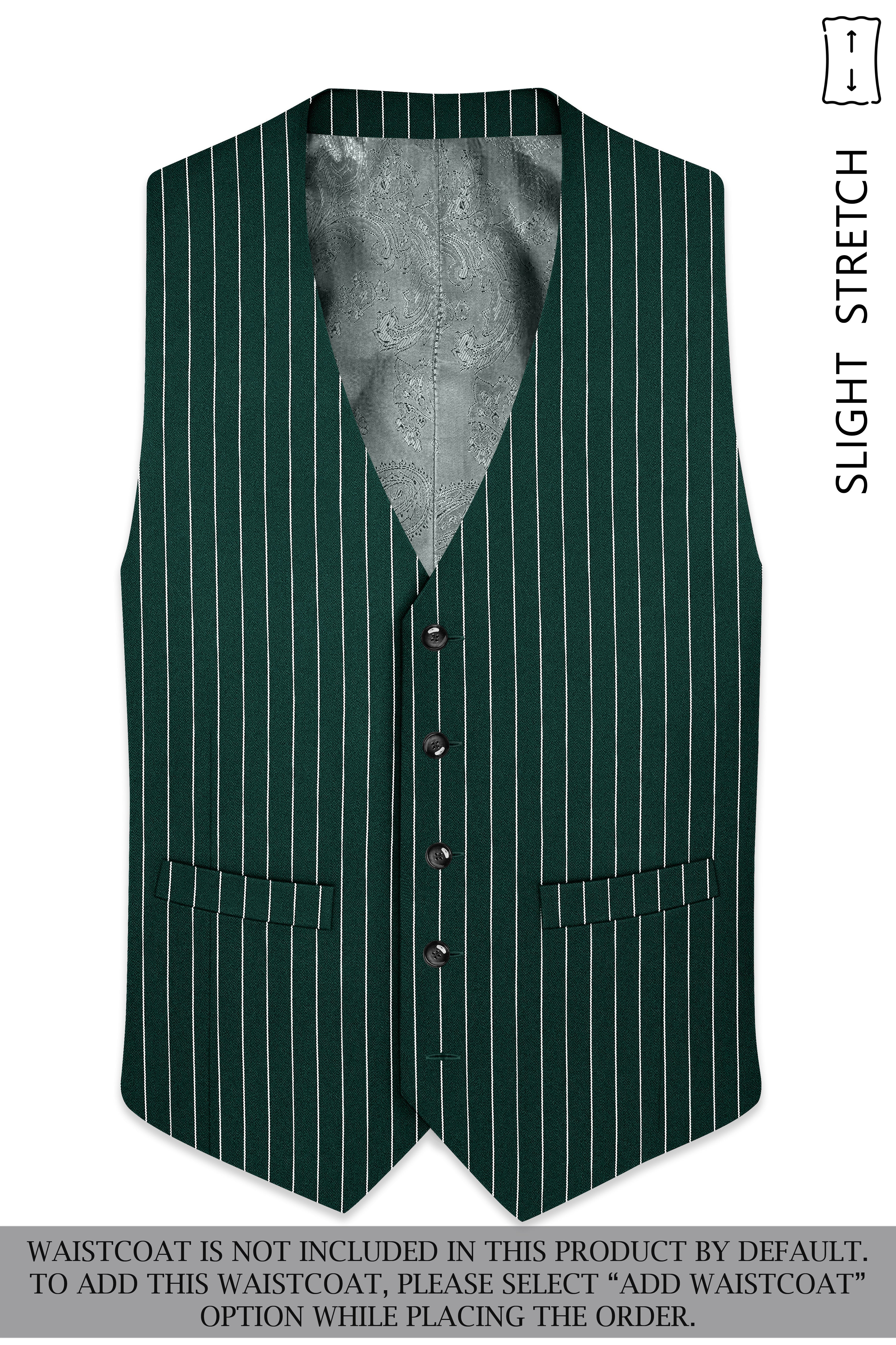 Arbor-Timber Green Herringbone Striped Wool Rich Slight Stretch Single Breasted Suit