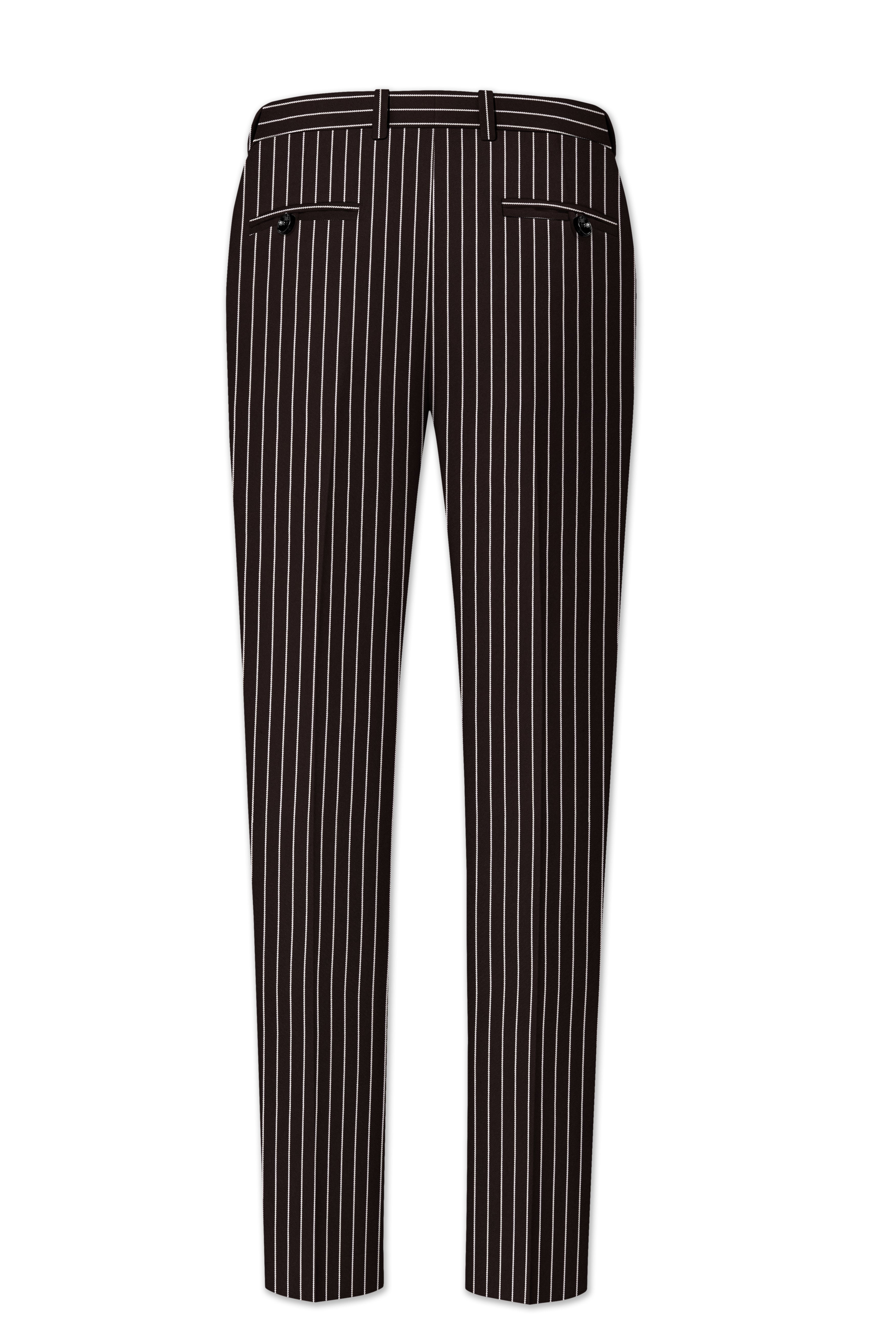 Bastion-Gondola Brown And Bright White Chalk Striped Wool Rich Slight Stretch Single Breasted Suit