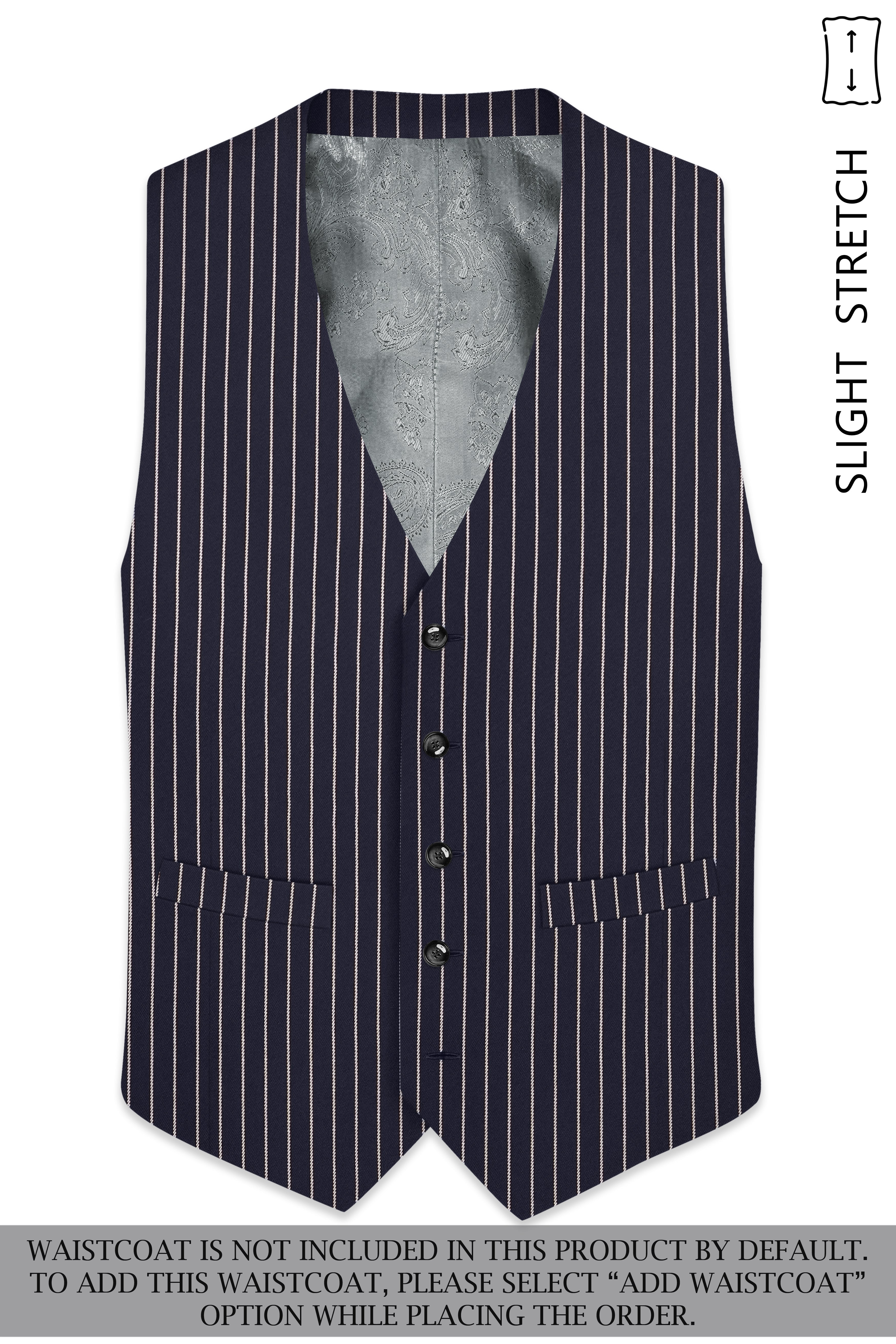 Maris-Baltic Sea Blue And Bright White Chalk Striped Wool Rich Slight Stretch Single Breasted Suit