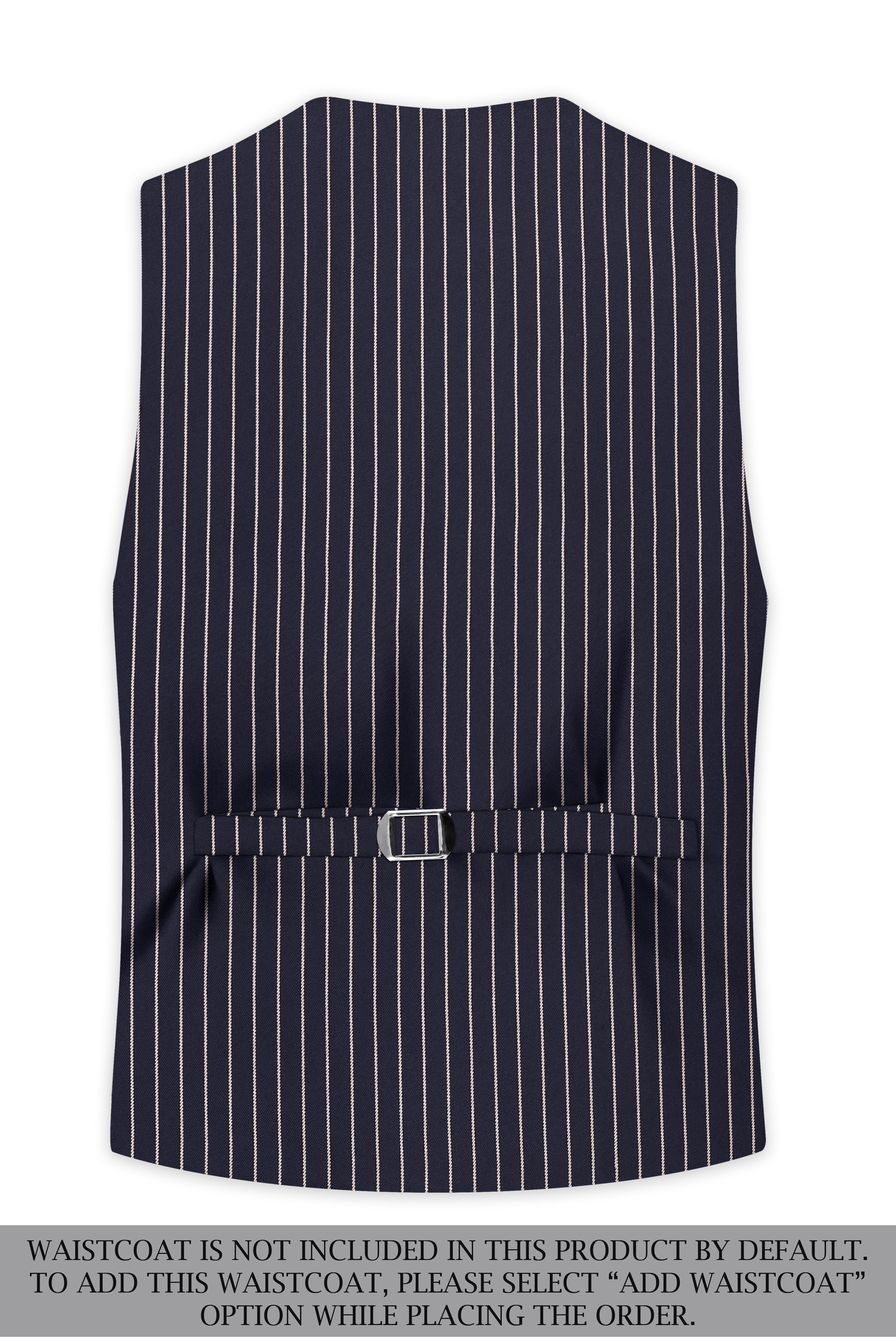 Maris-Baltic Sea Blue And Bright White Chalk Striped Wool Rich Slight Stretch Single Breasted Suit