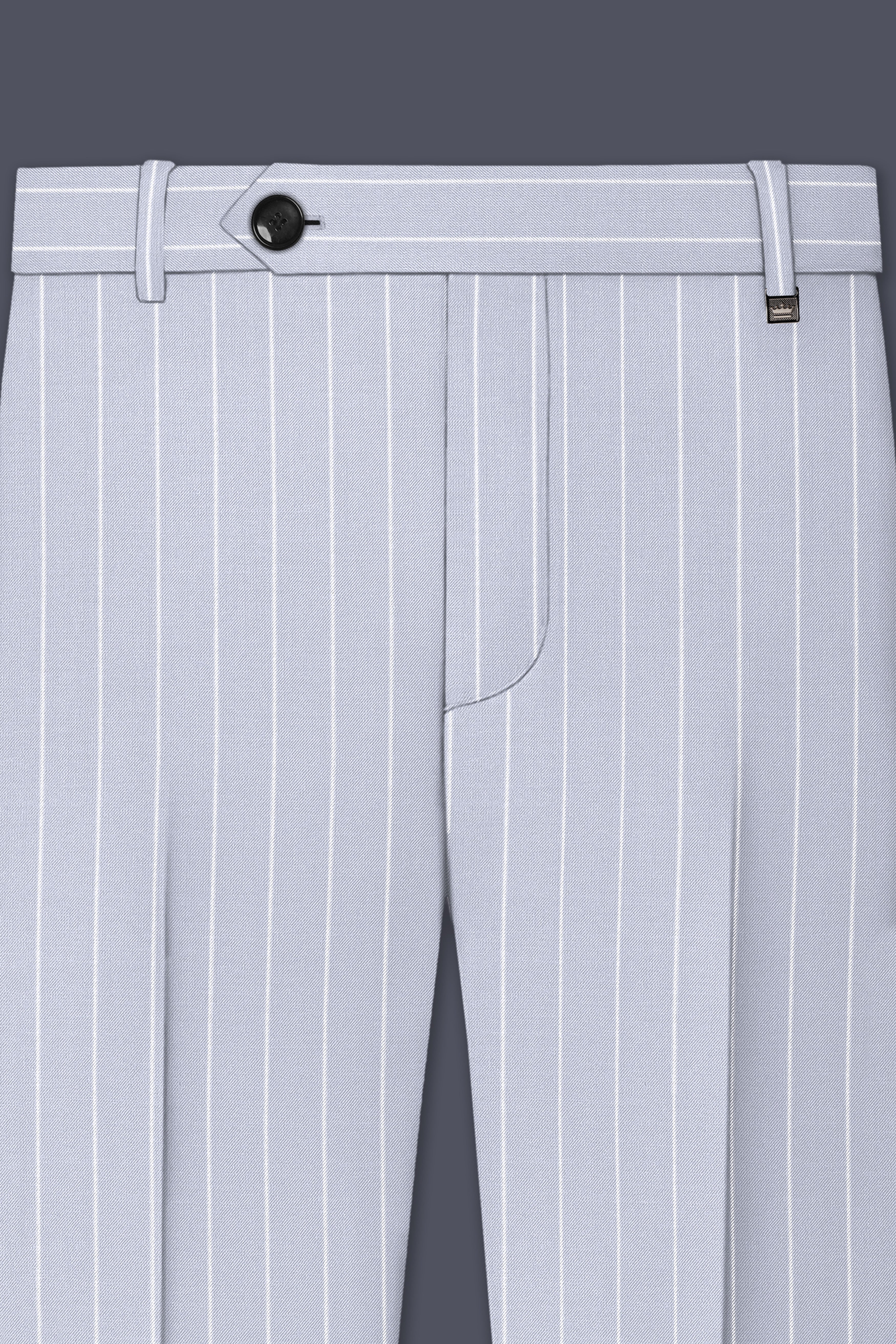 Axiom-Loblolly Gray And Bright White Chalk Striped Wool Rich Slight Stretch Single Breasted Suit