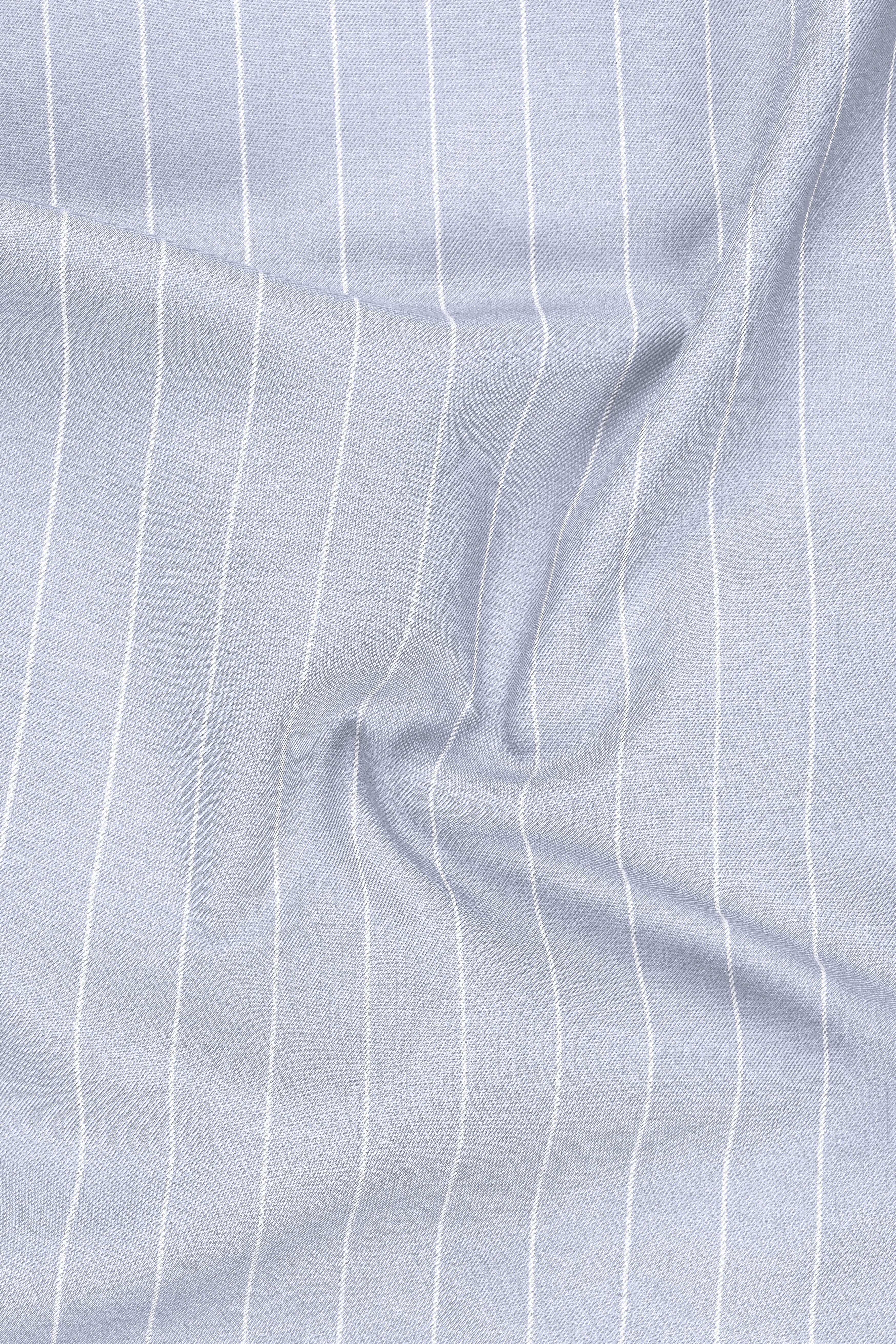 Axiom-Loblolly Gray And Bright White Chalk Striped Wool Rich Slight Stretch Single Breasted Suit