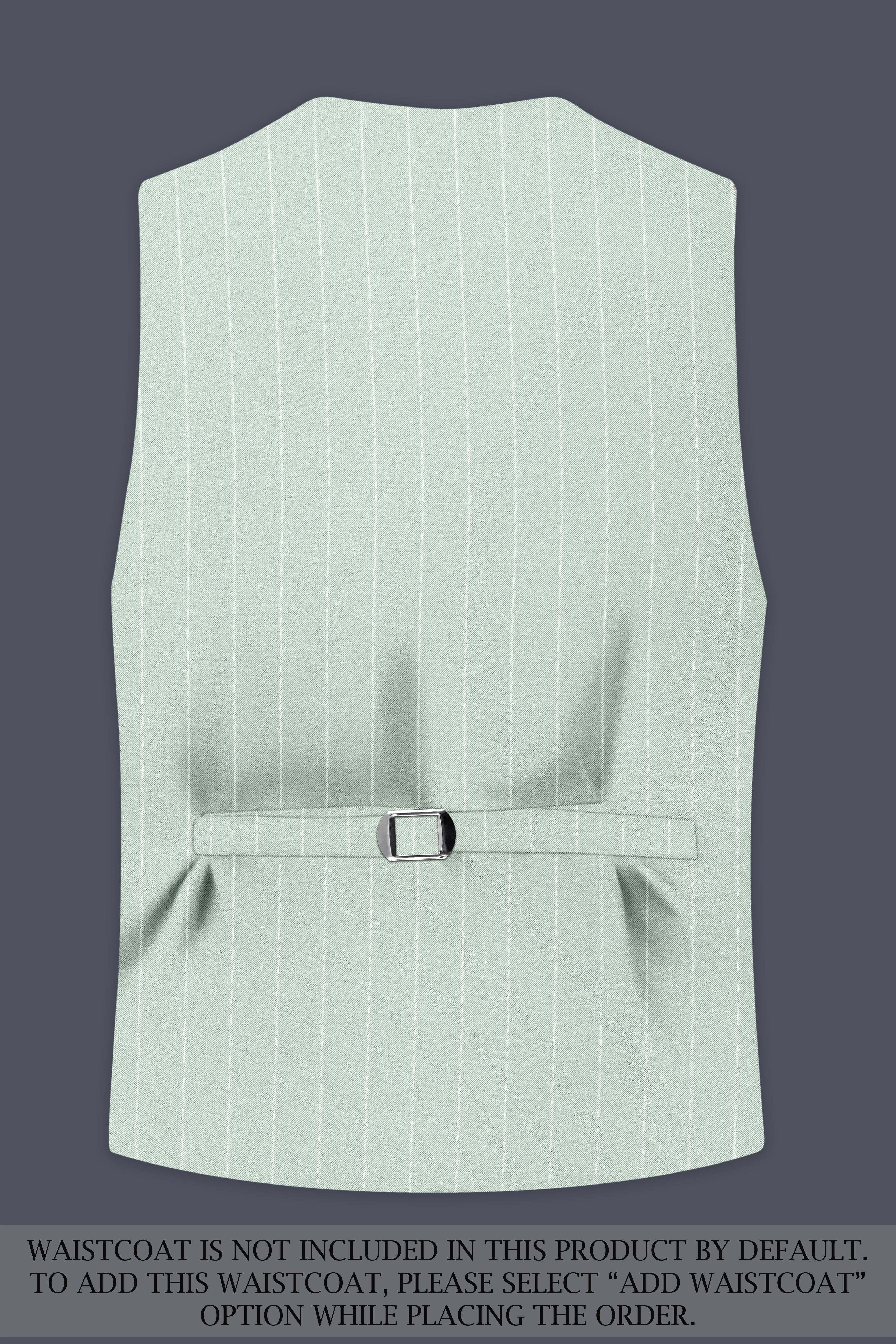 Halcyon-Pale Leaf Green And Bright White Chalk Striped Wool Rich Slight Stretch Single Breasted Suit