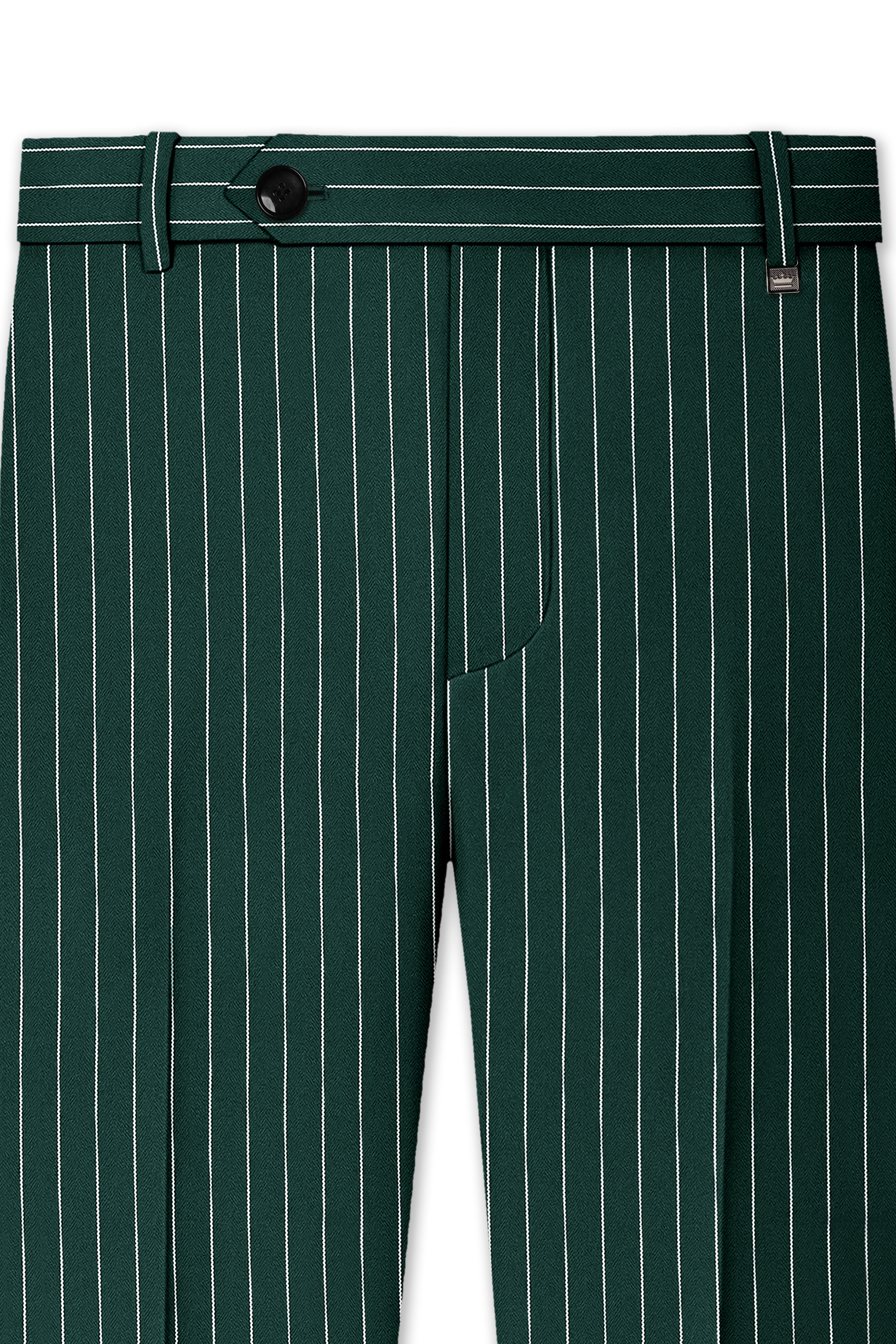 Arbor-Timber Green Herringbone Striped Wool Rich Slight Stretch Double Breasted Suit