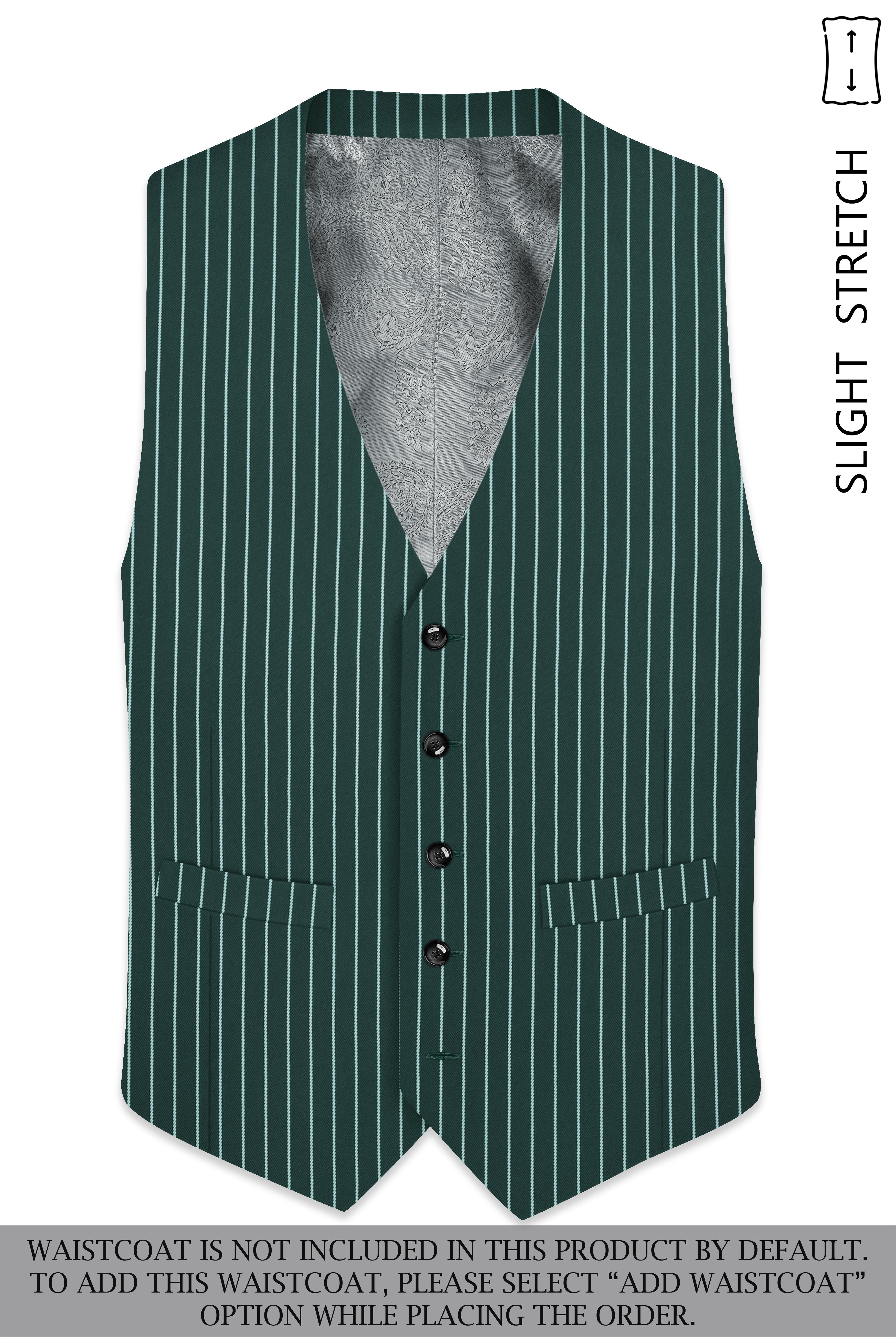 Forenza-Jungle Green And Bright White Chalk Striped Wool Rich Slight Stretch Double Breasted Suit