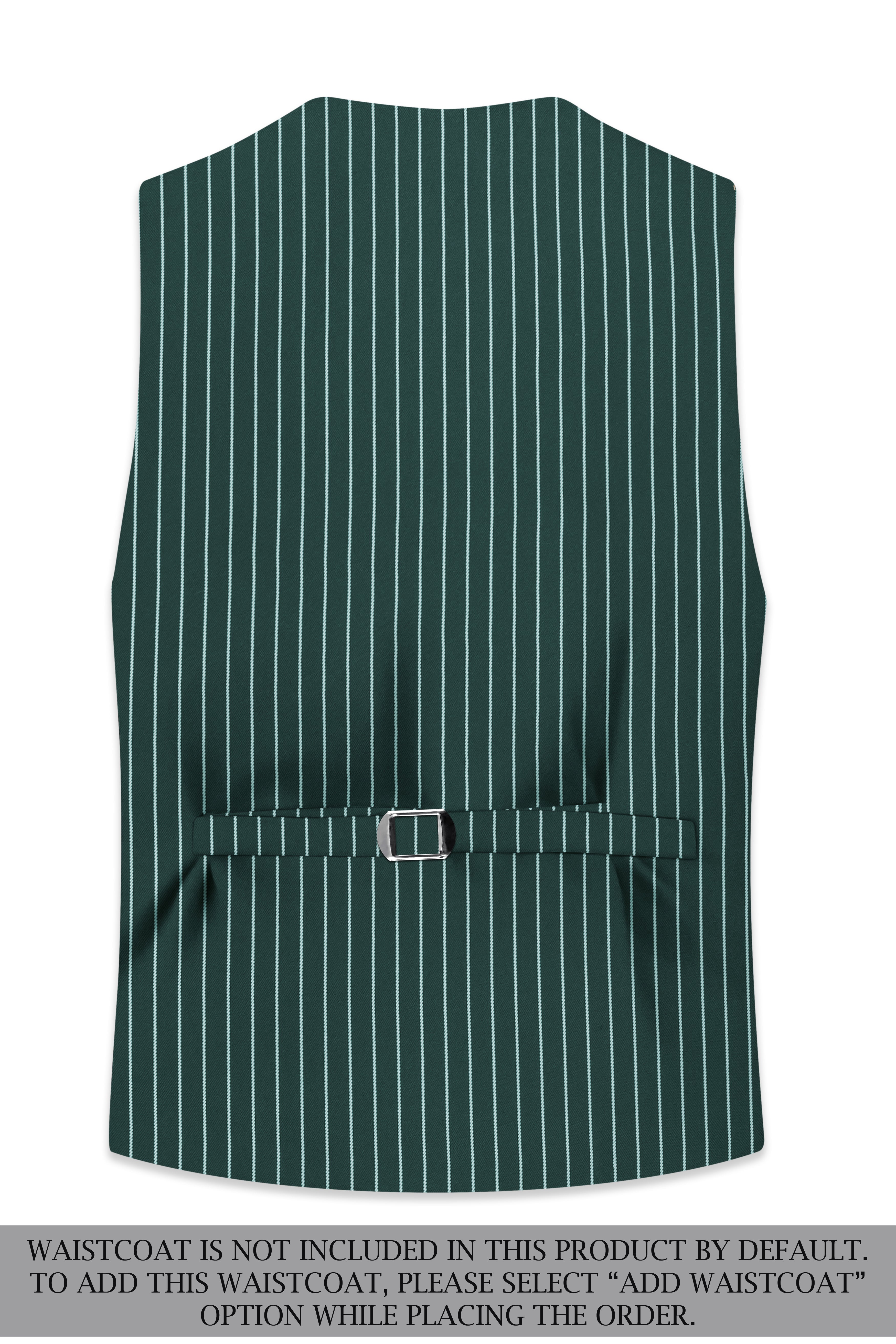 Forenza-Jungle Green And Bright White Chalk Striped Wool Rich Slight Stretch Double Breasted Suit