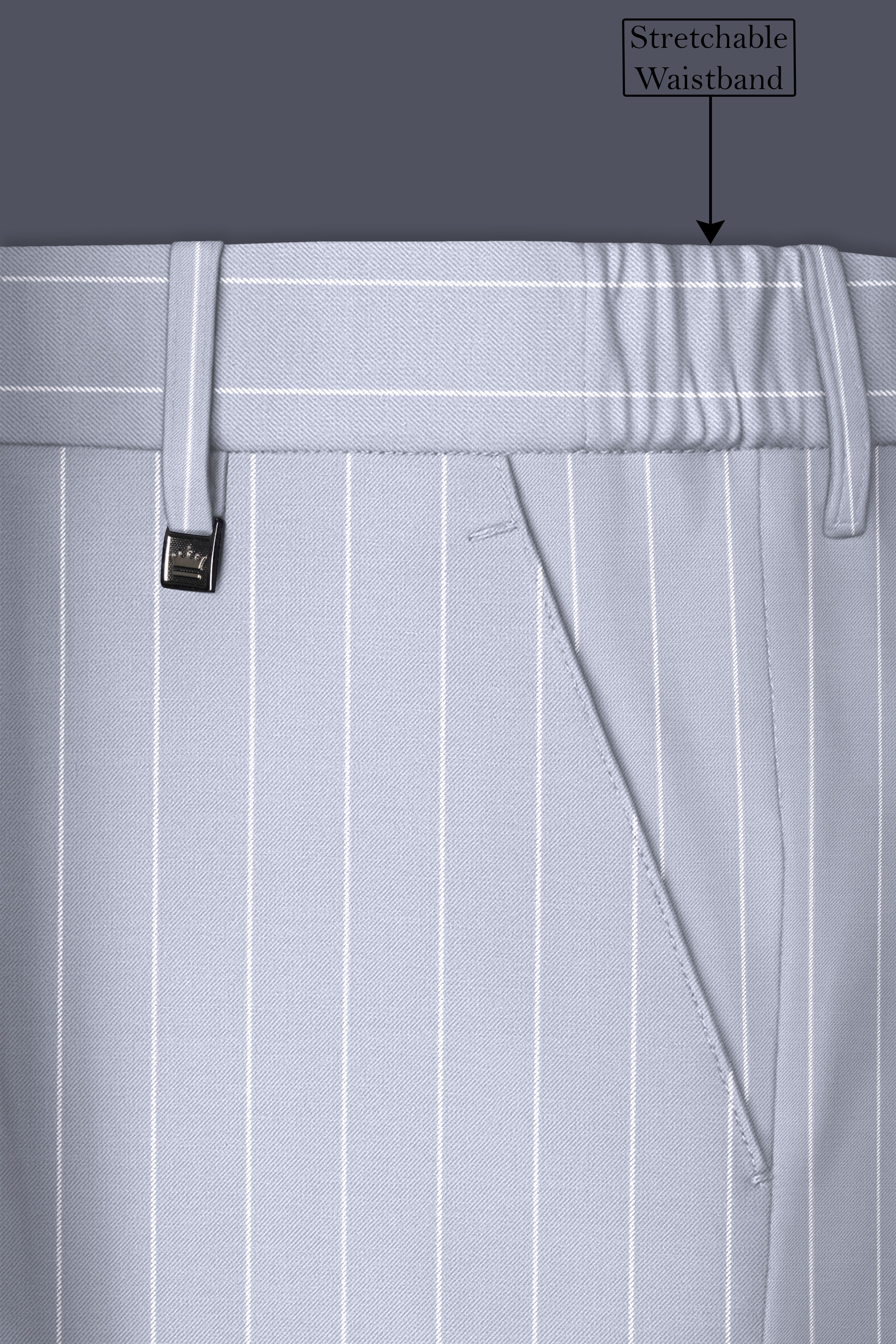 Axiom-Loblolly Gray And Bright White Chalk Striped Wool Rich Slight Stretch Double Breasted Suit