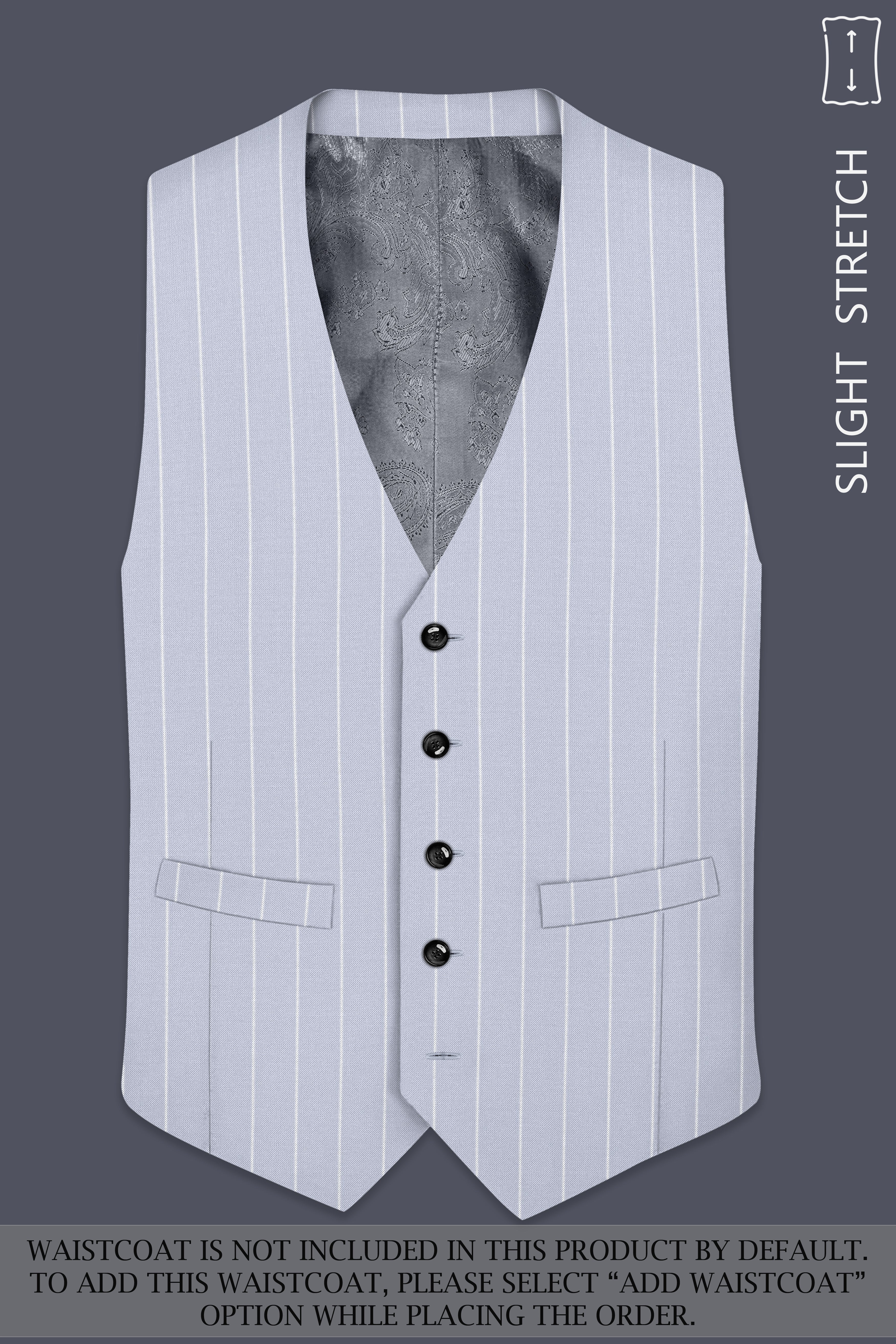 Axiom-Loblolly Gray And Bright White Chalk Striped Wool Rich Slight Stretch Double Breasted Suit