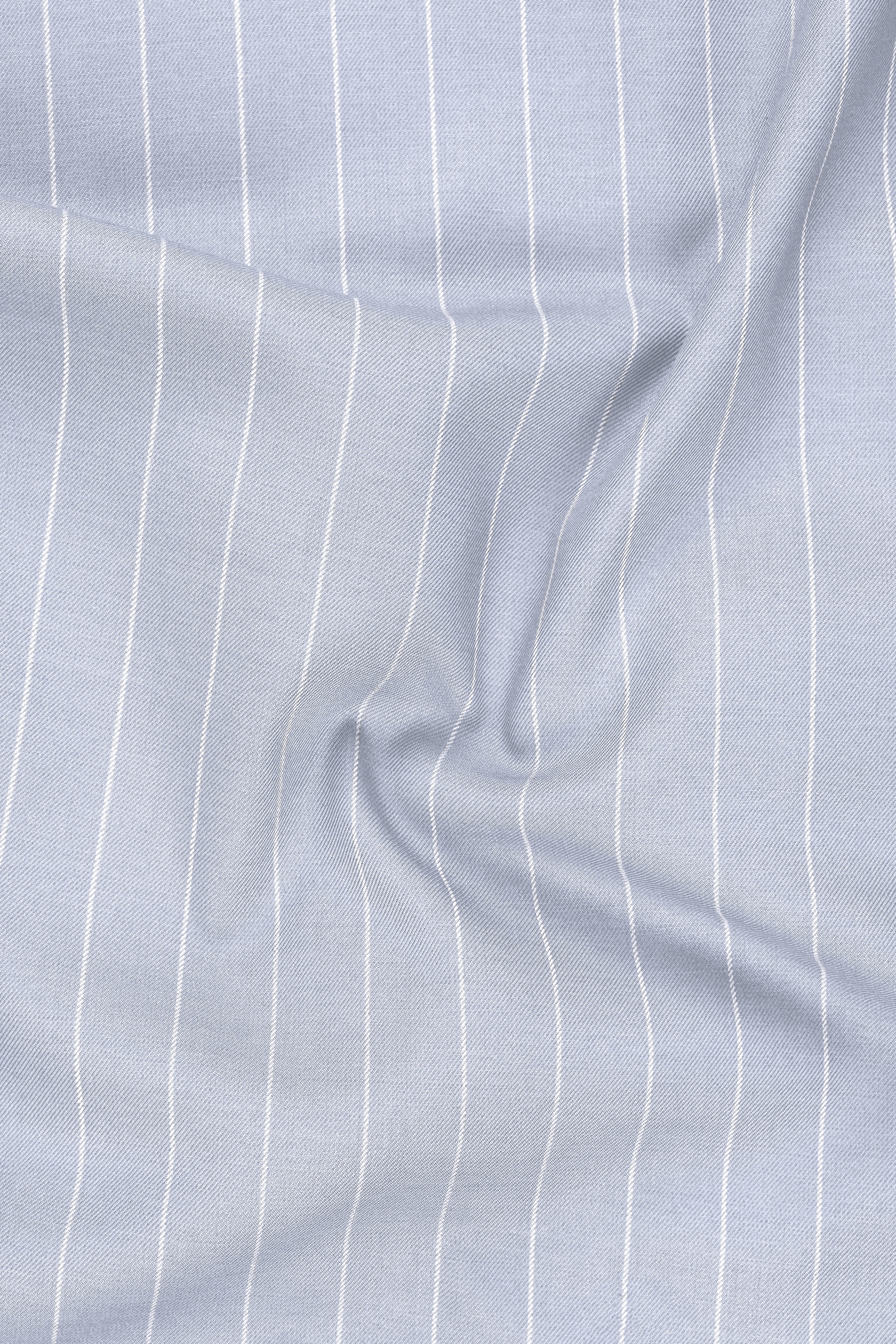 Axiom-Loblolly Gray And Bright White Chalk Striped Wool Rich Slight Stretch Double Breasted Suit
