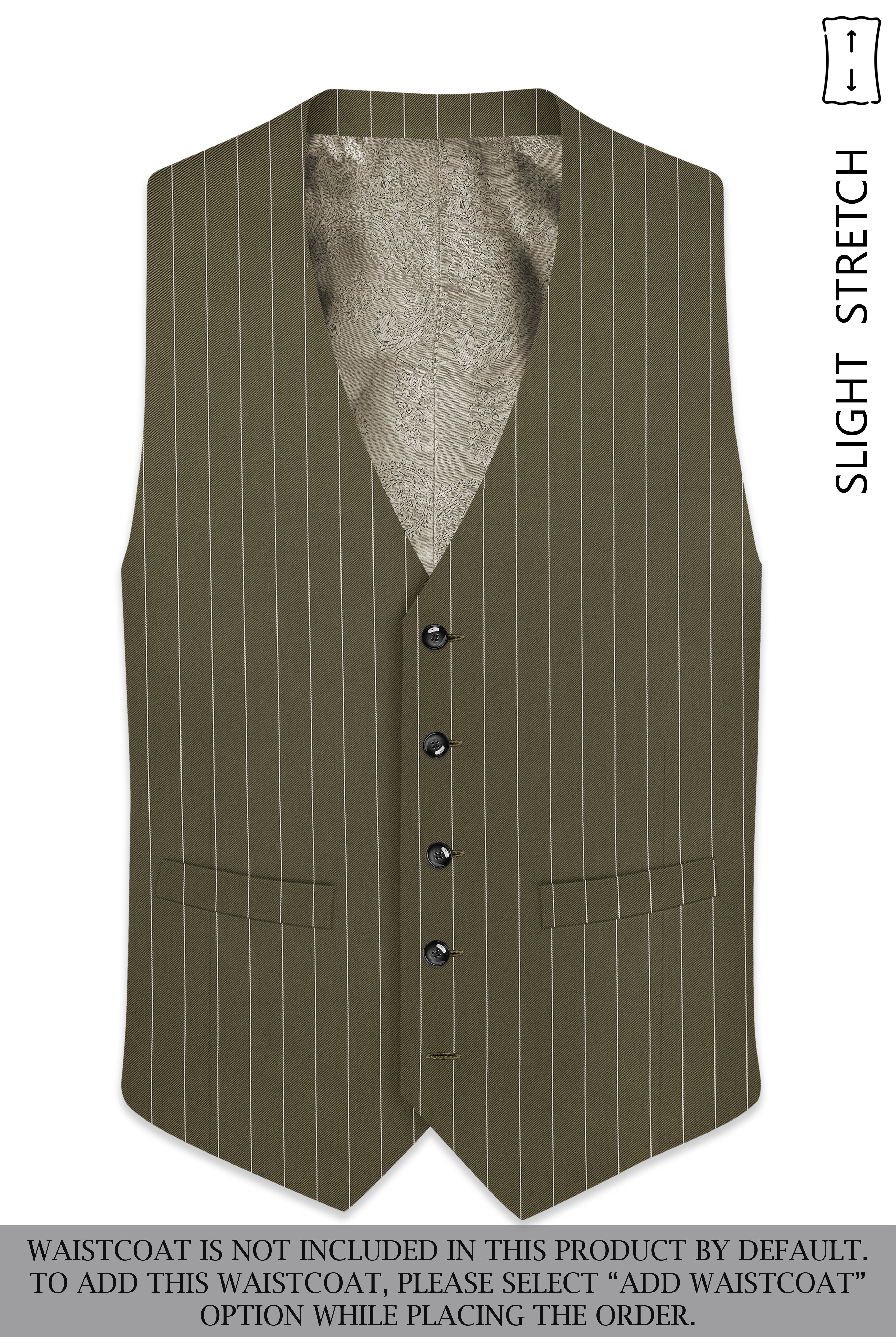 Pinacle-Hamlock Brown And Bright White Chalk Striped Wool Rich Slight Stretch Single Breasted Suit