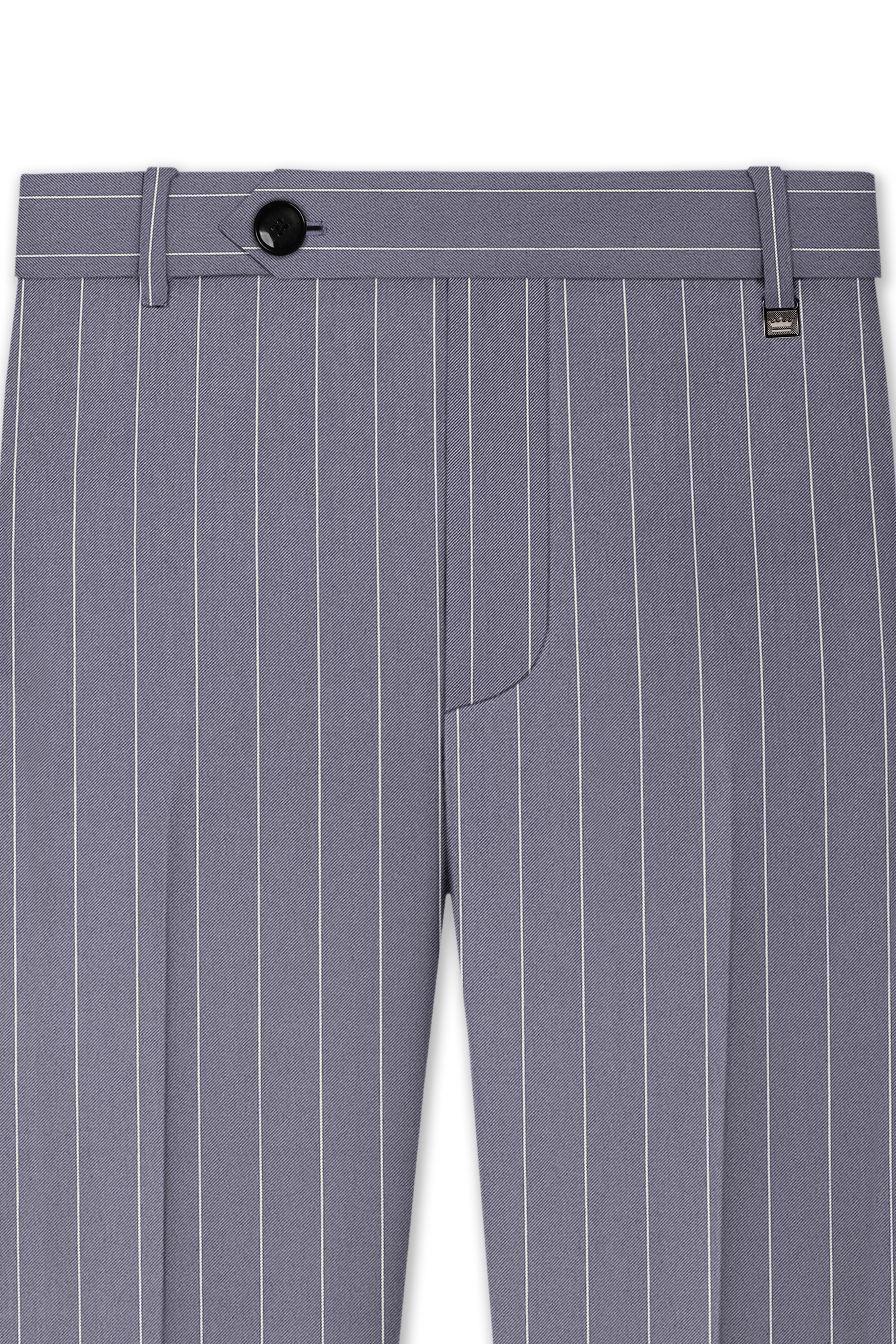 Regent-Mobster Gray And Bright White Chalk Striped Wool Rich Slight Stretch Single Breasted Suit
