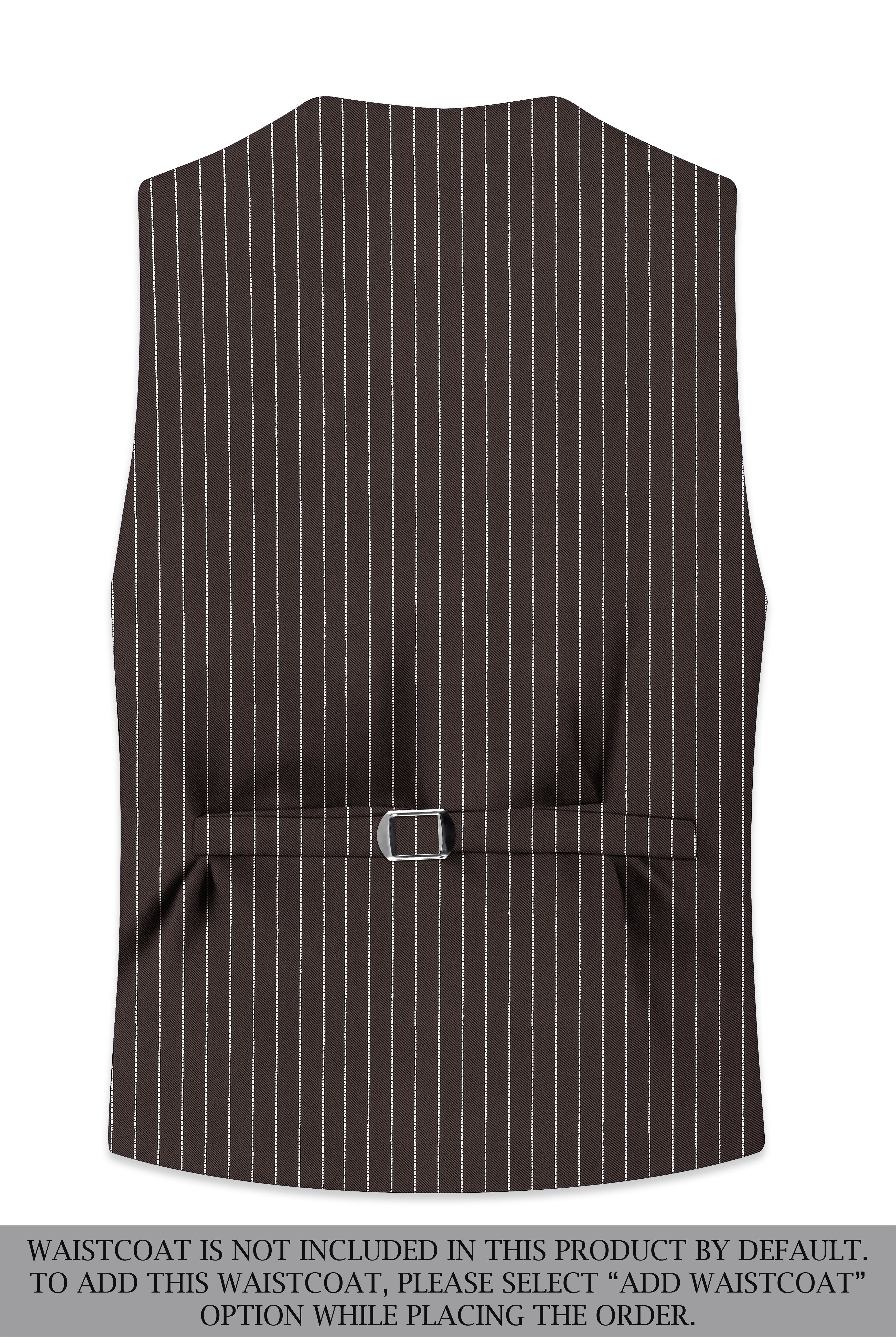 Sovereign-Umber Brown And Bright White Chalk Striped Wool Rich Slight Stretch Single Breasted Suit