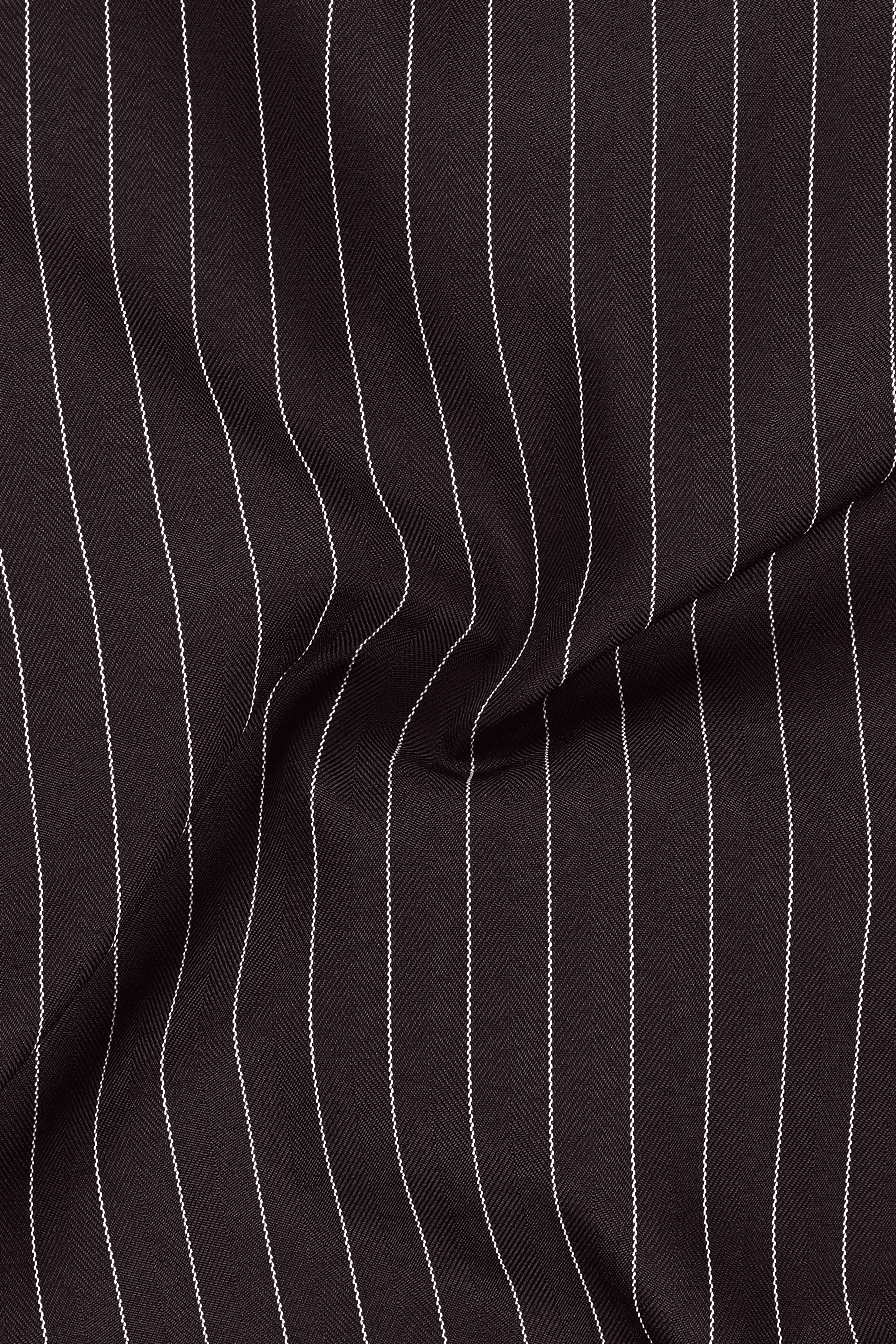 Volt-Thunder Brown Herringbone Striped Wool Rich Slight Stretch Single Breasted Suit