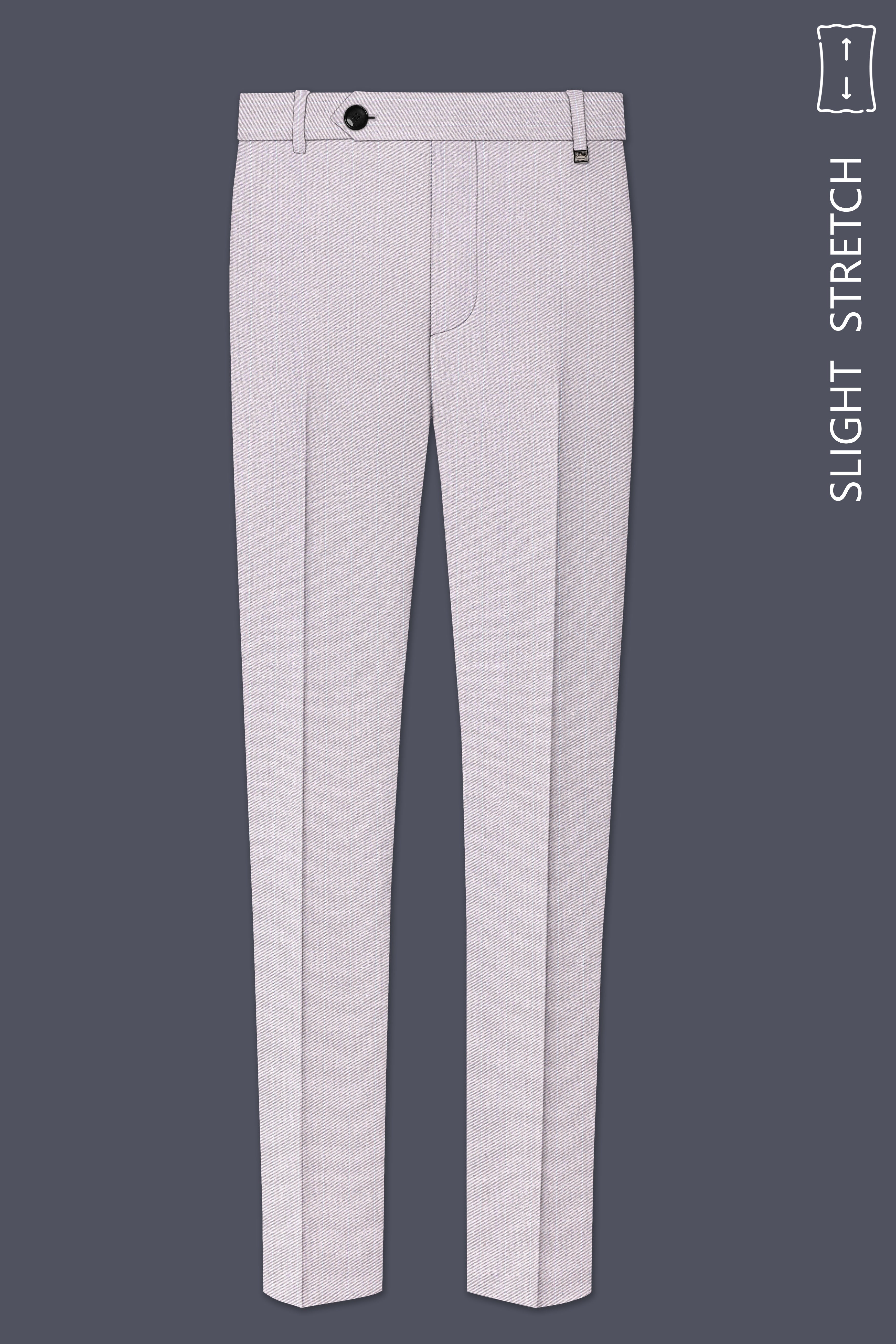 Roselle-Thistle Pink And Bright White Chalk Striped Wool Rich Slight Stretch Single Breasted Suit