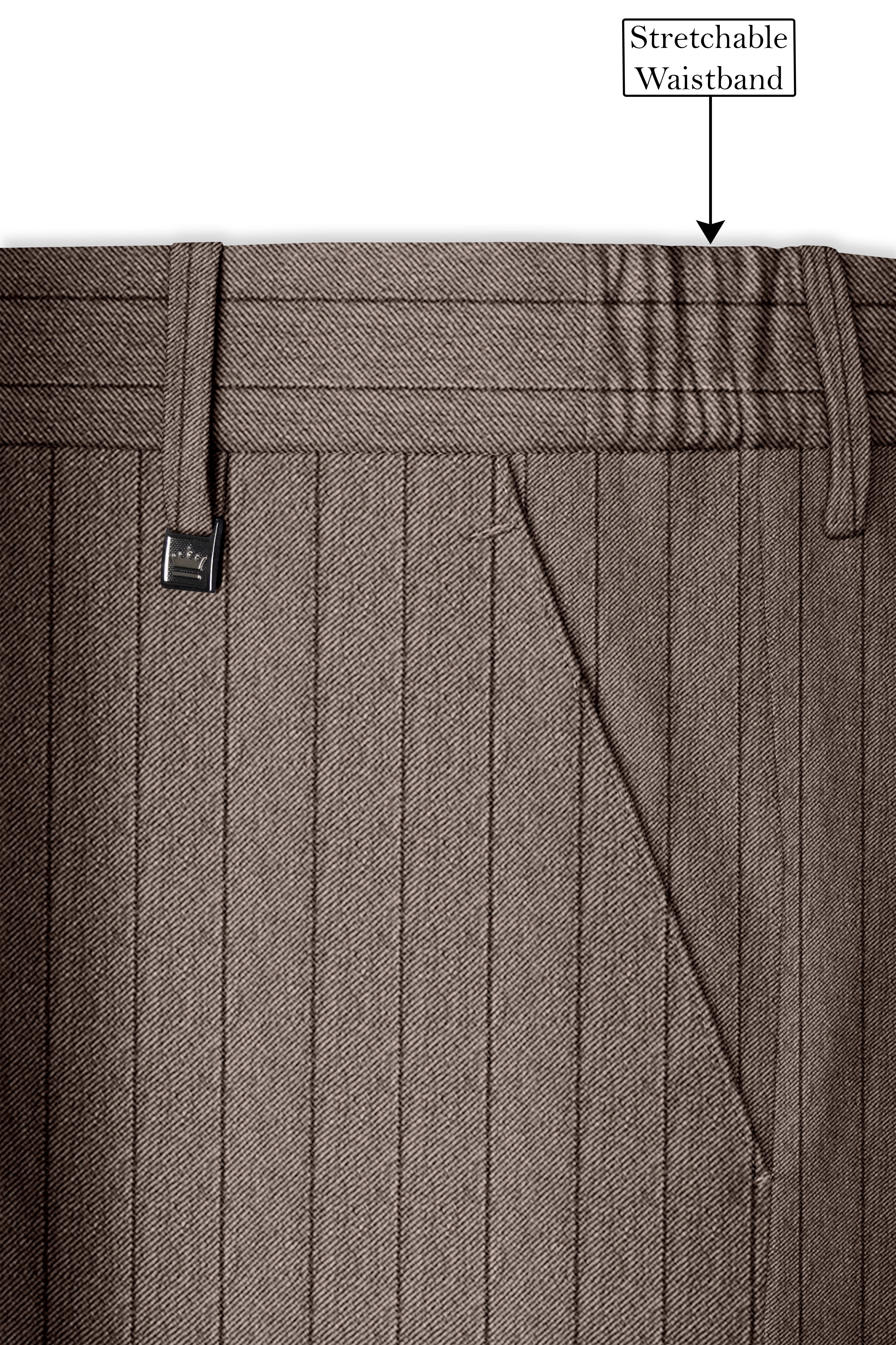 Obsidian-Fuscous Brown And Jade Black Chalk Striped Wool Rich Slight Stretch Single Breasted Suit