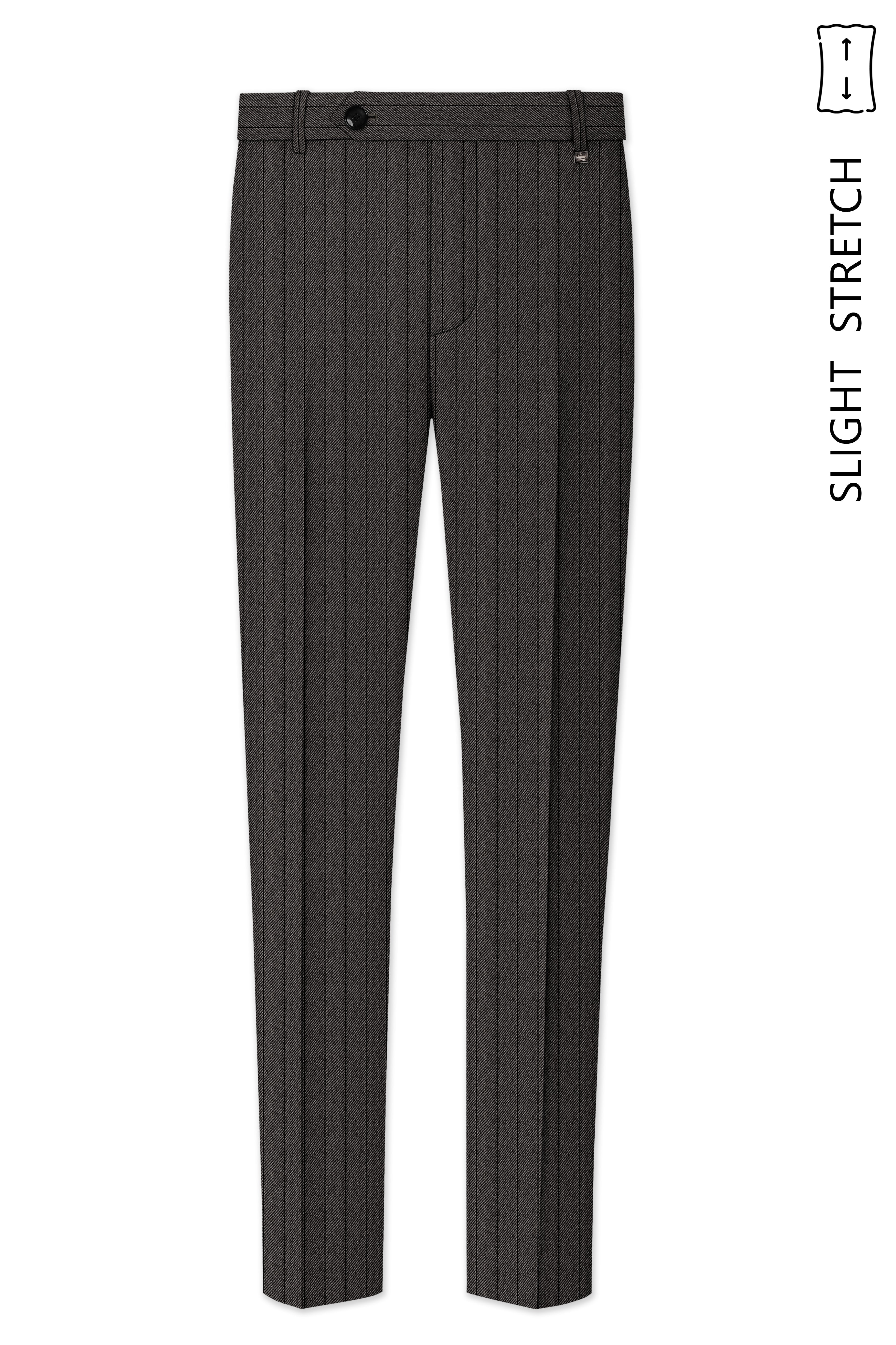 Heritage-Iridium Brown And Bright White Chalk Striped Wool Rich Slight Stretch Single Breasted Suit