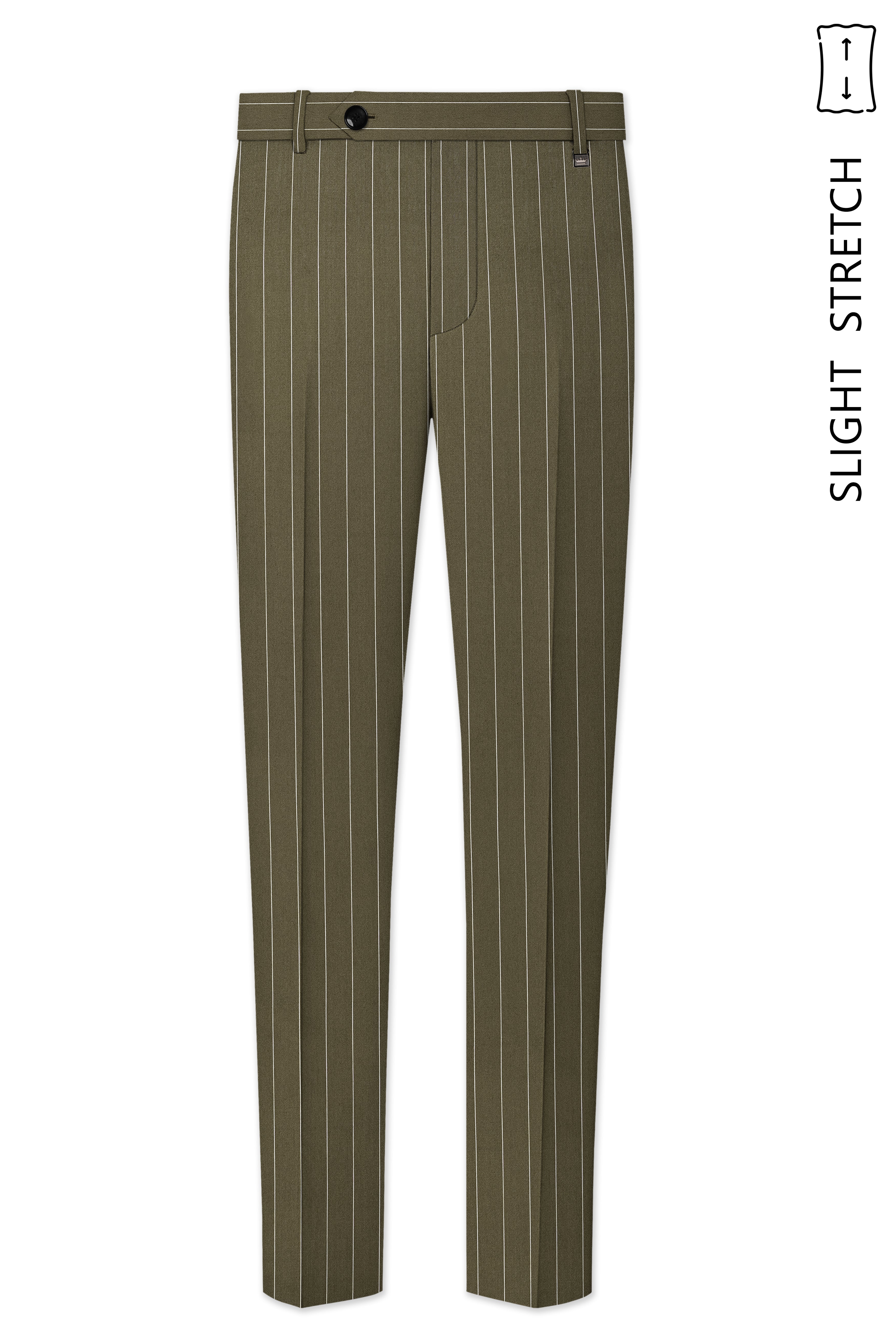 Pinacle-Hamlock Brown And Bright White Chalk Striped Wool Rich Slight Stretch Double Breasted Suit