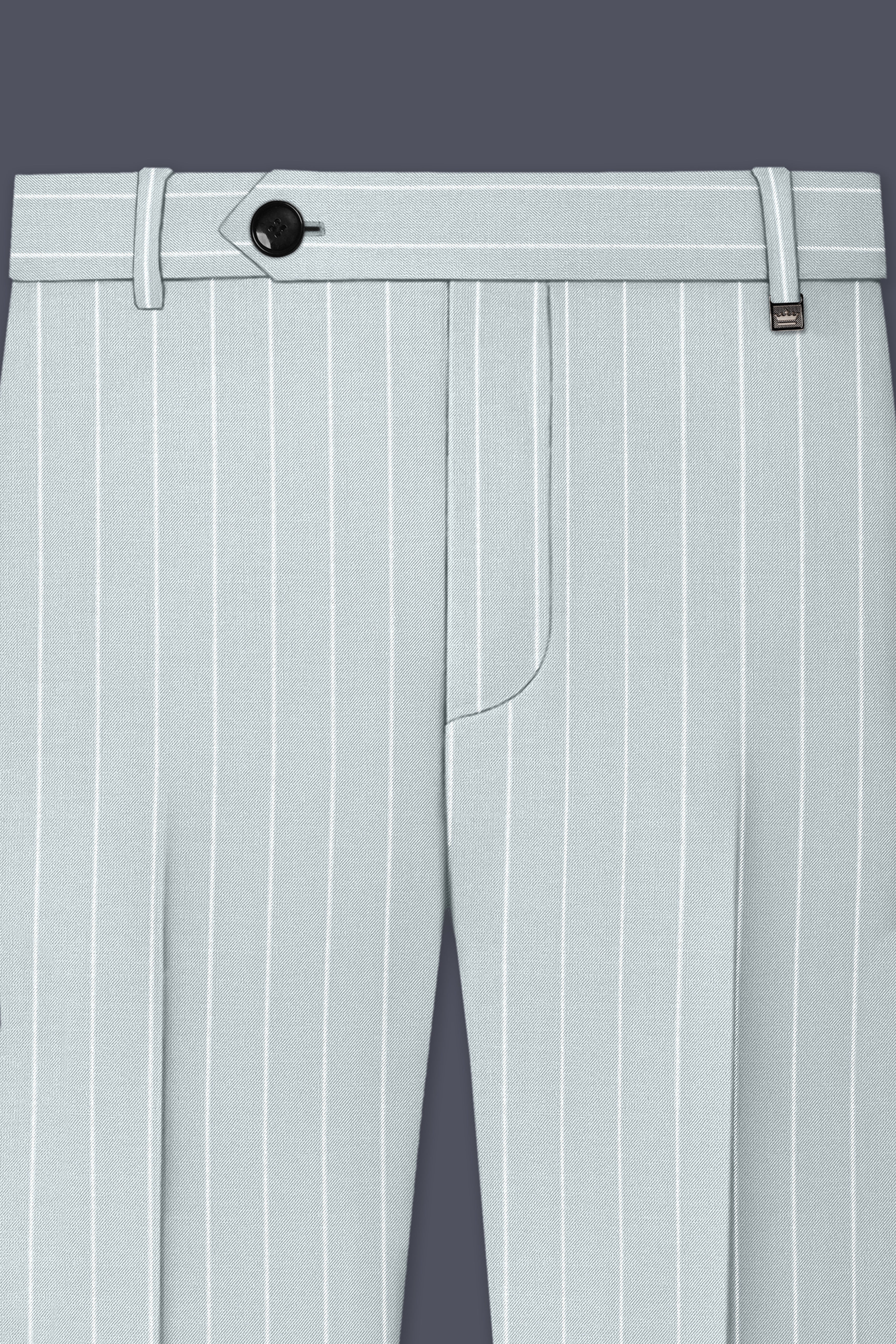 Slate-Tiara Gray And Bright White Chalk Striped Wool Rich Slight Stretch Double Breasted Suit