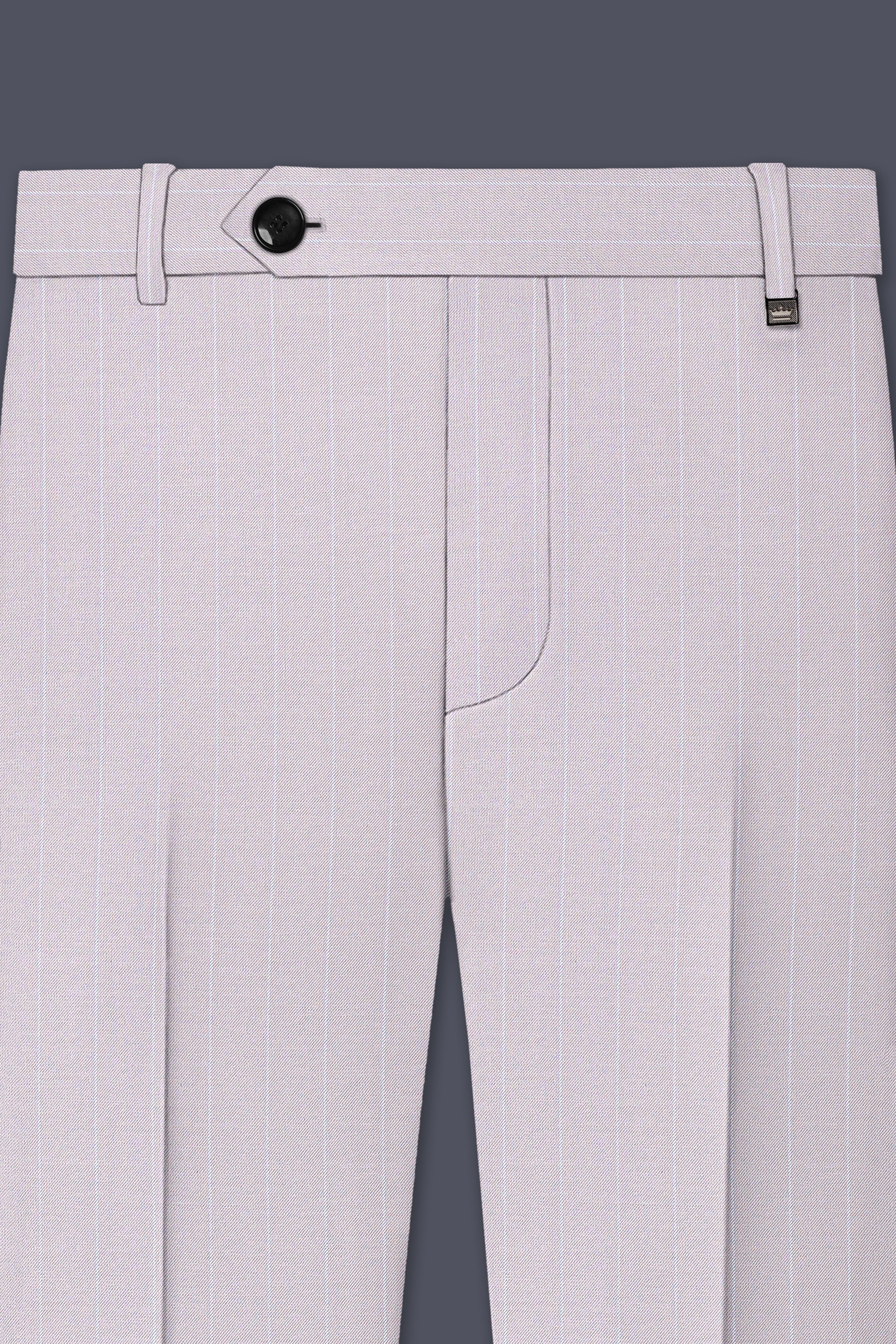Roselle-Thistle Pink And Bright White Chalk Striped Wool Rich Slight Stretch Double Breasted Suit