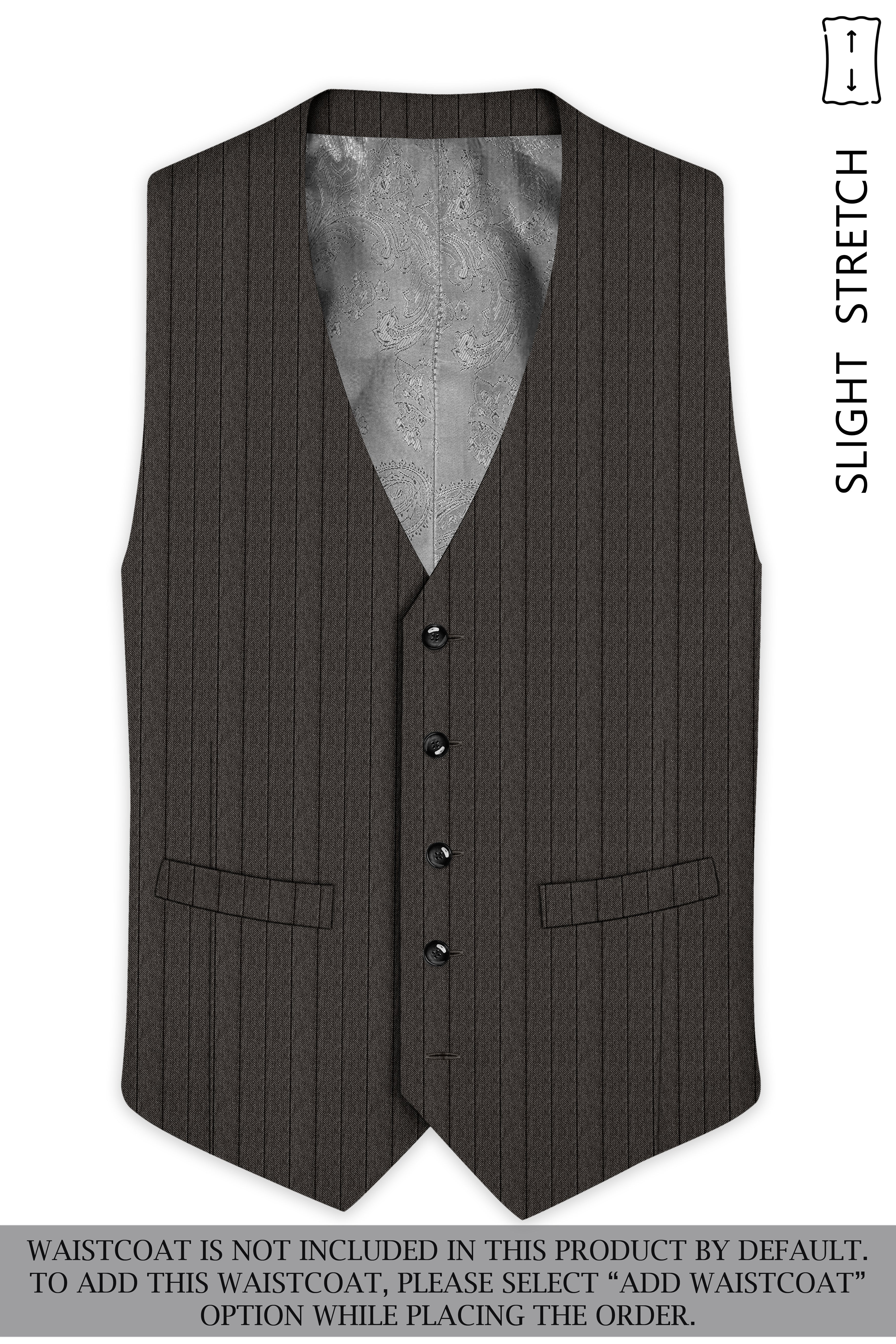 Heritage-Iridium Brown And Bright White Chalk Striped Wool Rich Slight Stretch Double Breasted Suit