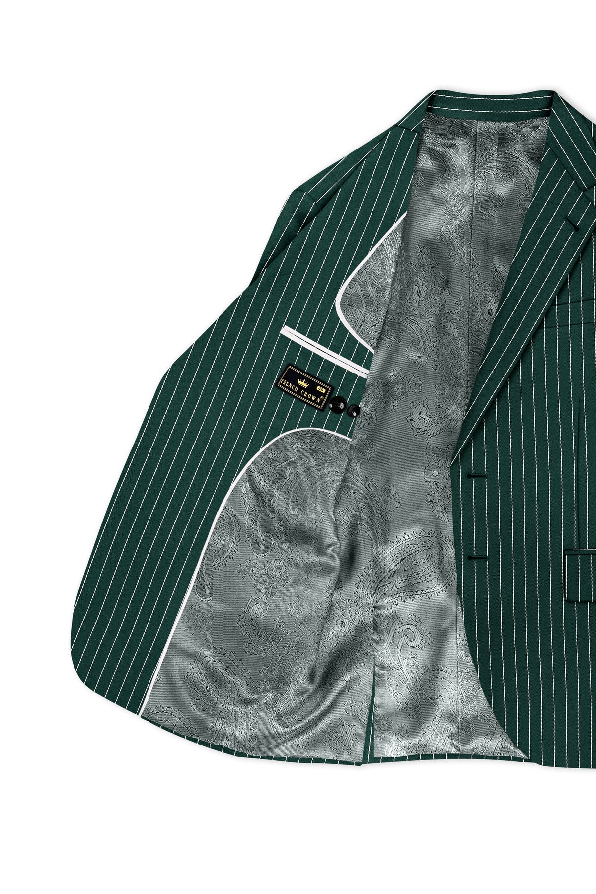 Arbor-Timber Green Herringbone Striped Wool Rich Slight Stretch Single Breasted Suit