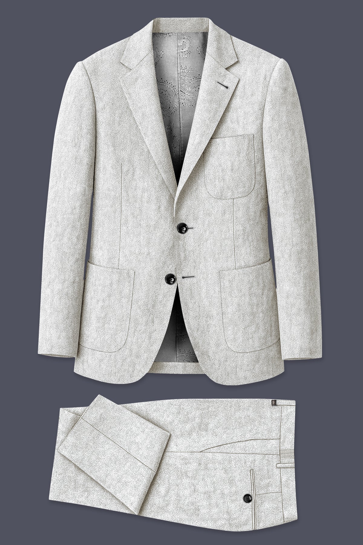 Sterling-Bianco Gray Luxurious Linen Single Breasted Sports Suit