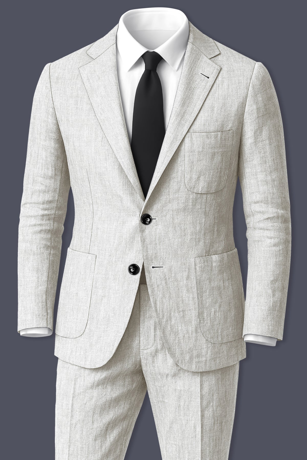 Sterling-Bianco Gray Luxurious Linen Single Breasted Sports Suit