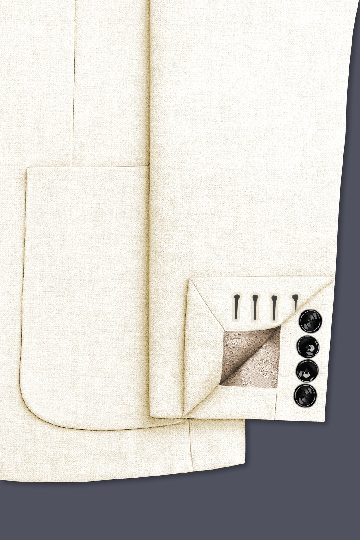 Oyster-Eggsheel Off White Luxurious Linen Single Breasted Sports Suit