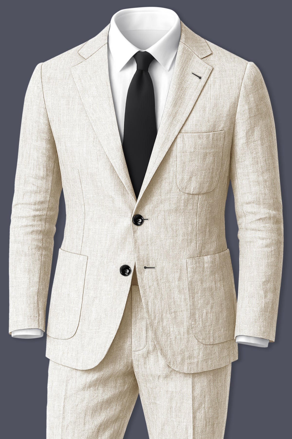 Cashmere-Pearl Cream Luxurious Linen Single Breasted Sports Suit