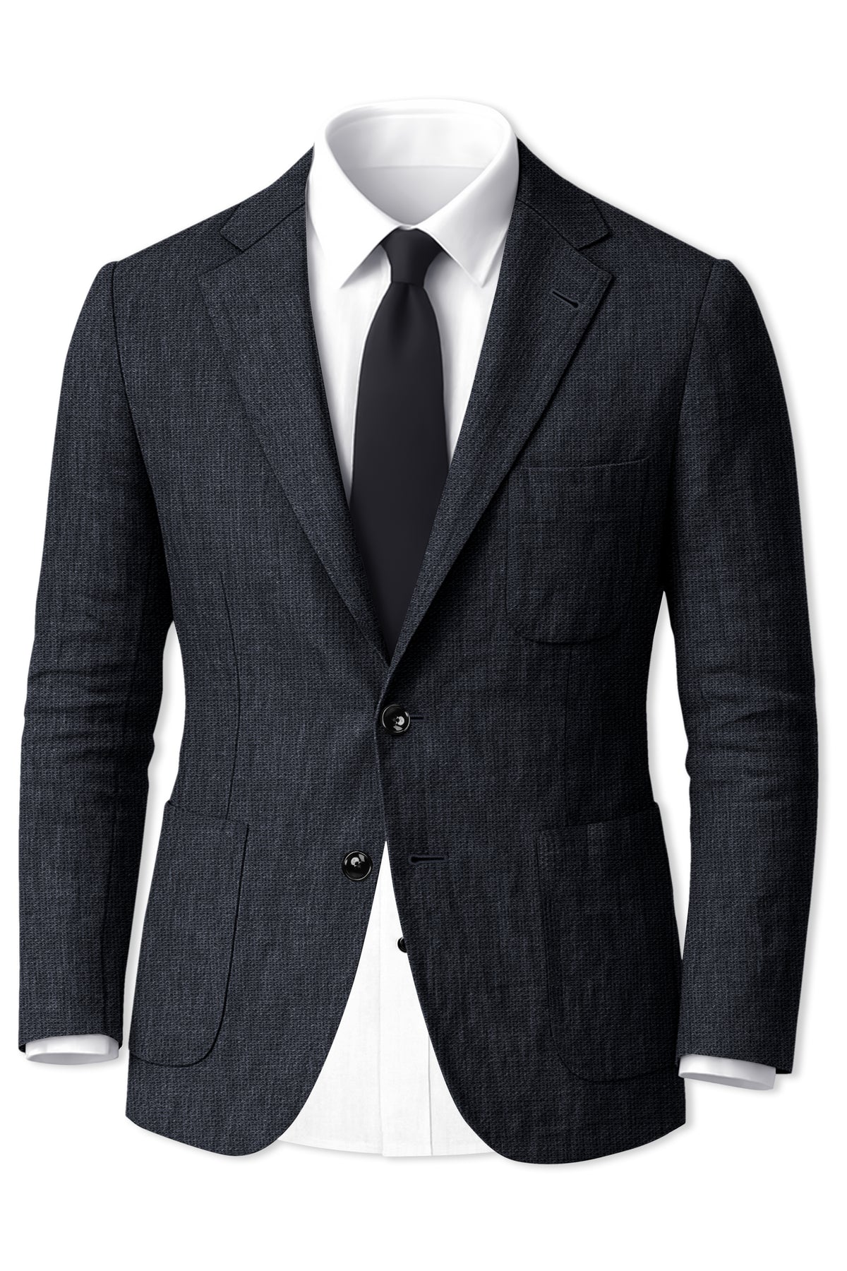 Graphite-Vulcan Gray Luxurious Linen Single Breasted Sports Suit