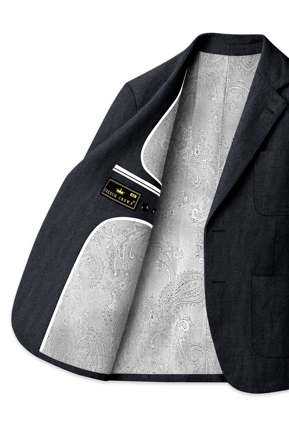 Graphite-Vulcan Gray Luxurious Linen Single Breasted Sports Suit