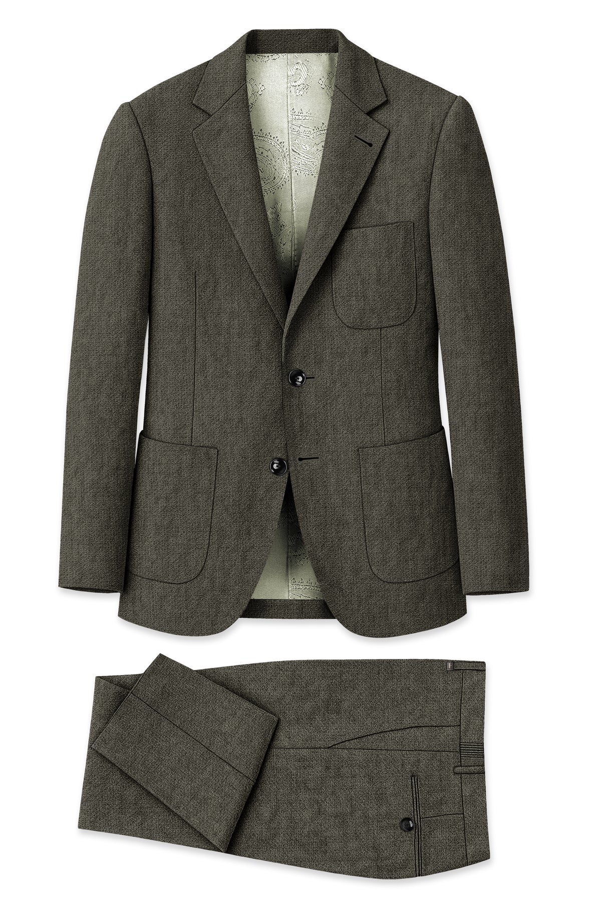 Laurel-Zeus Green Luxurious Linen Single Breasted Sports Suit