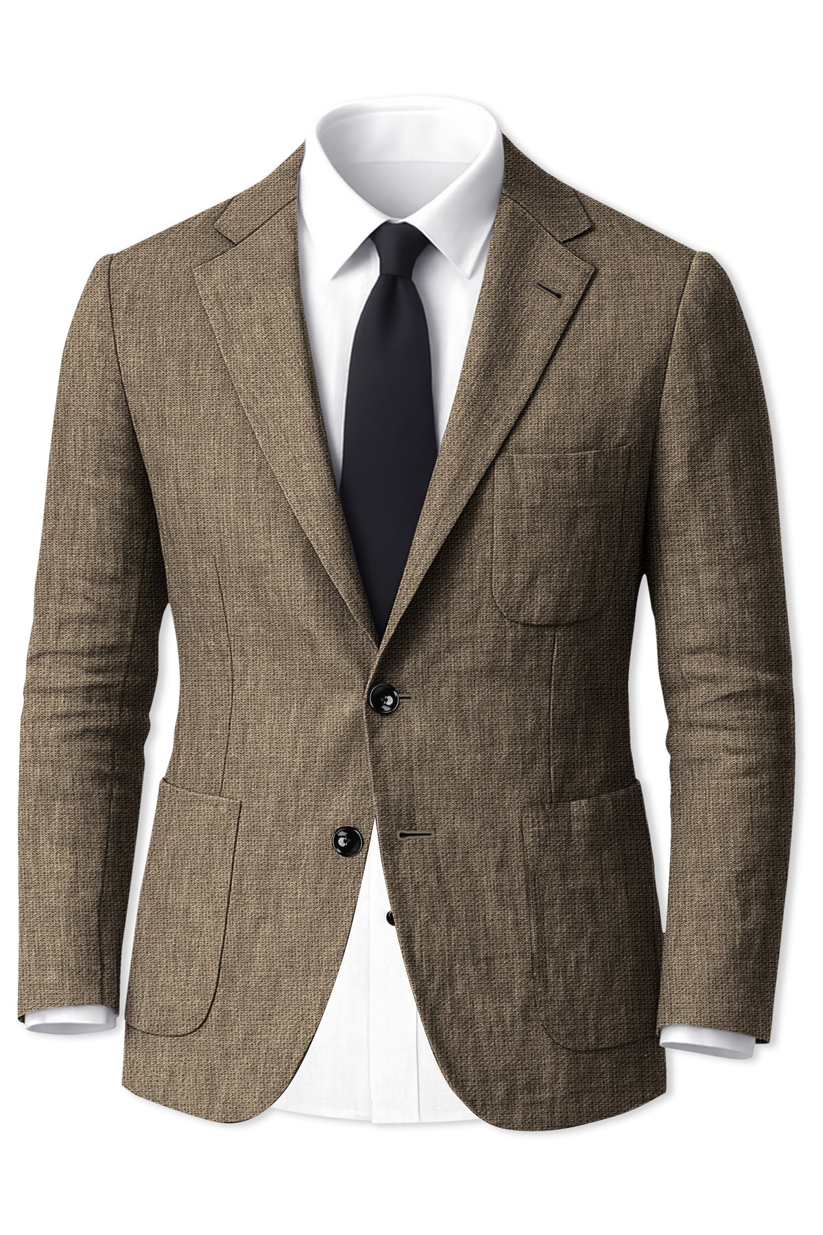 Cognac-Walnut Brown Luxurious Linen Single Breasted Sports Suit