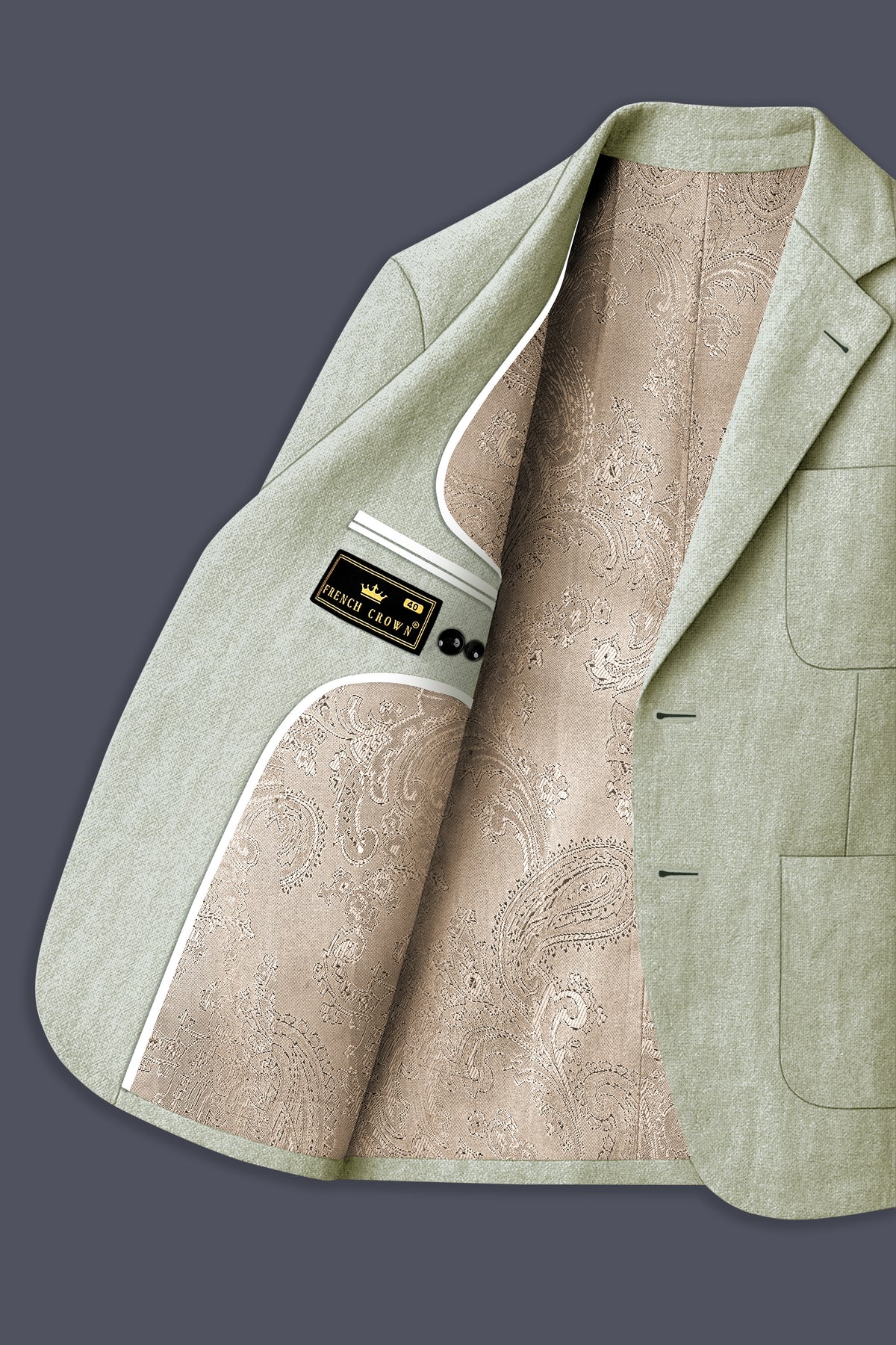 Verdure-Heathered Green Luxurious Linen Single Breasted Sports Suit