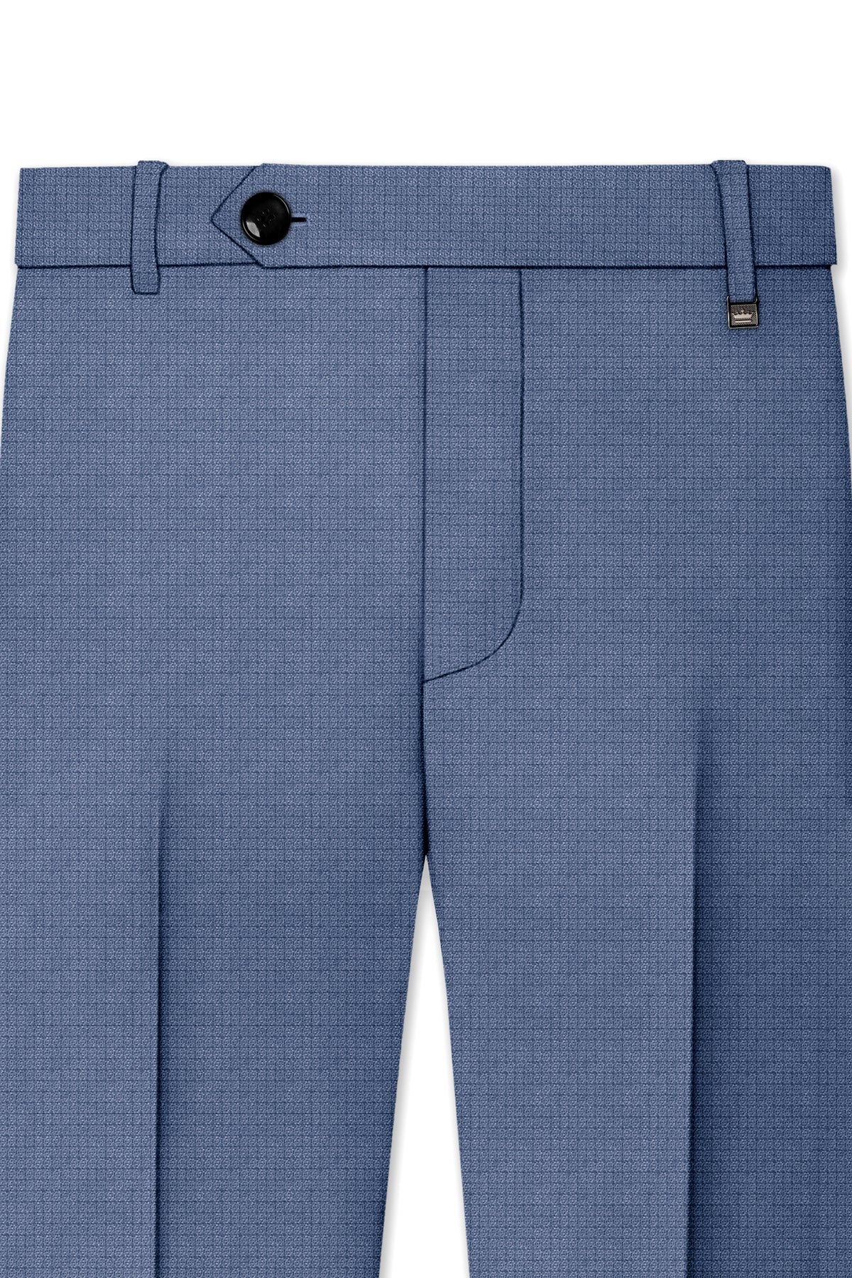 Sapphire-Raven Blue Diamond Textured Wool Rich Slight Stretch Single Breasted Suit