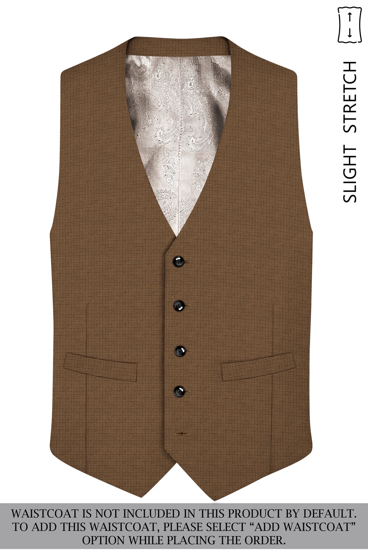 Cordovan-Mondo Brown Diamond Textured Wool Rich Slight Stretch Single Breasted Suit