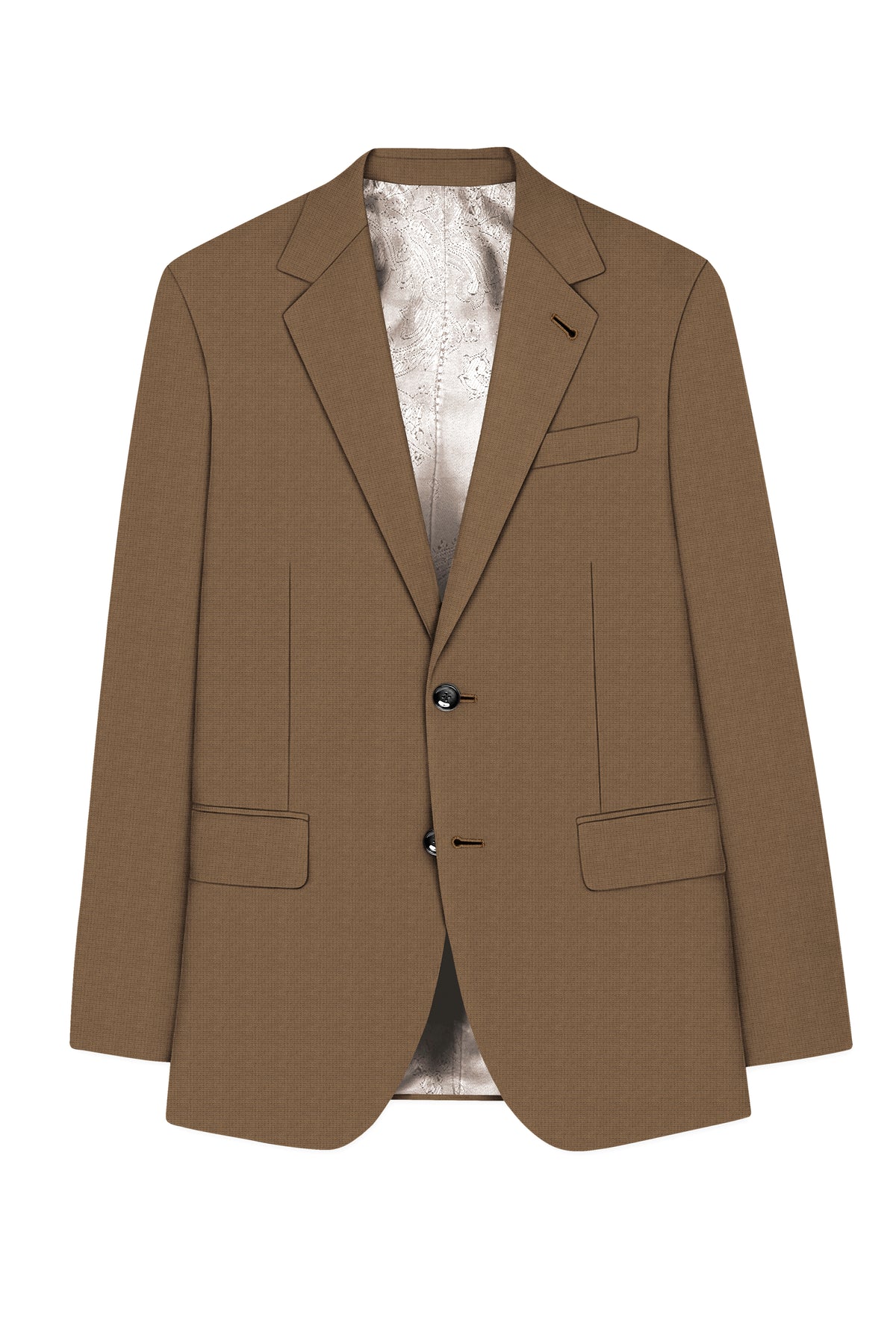 Cordovan-Mondo Brown Diamond Textured Wool Rich Slight Stretch Single Breasted Suit